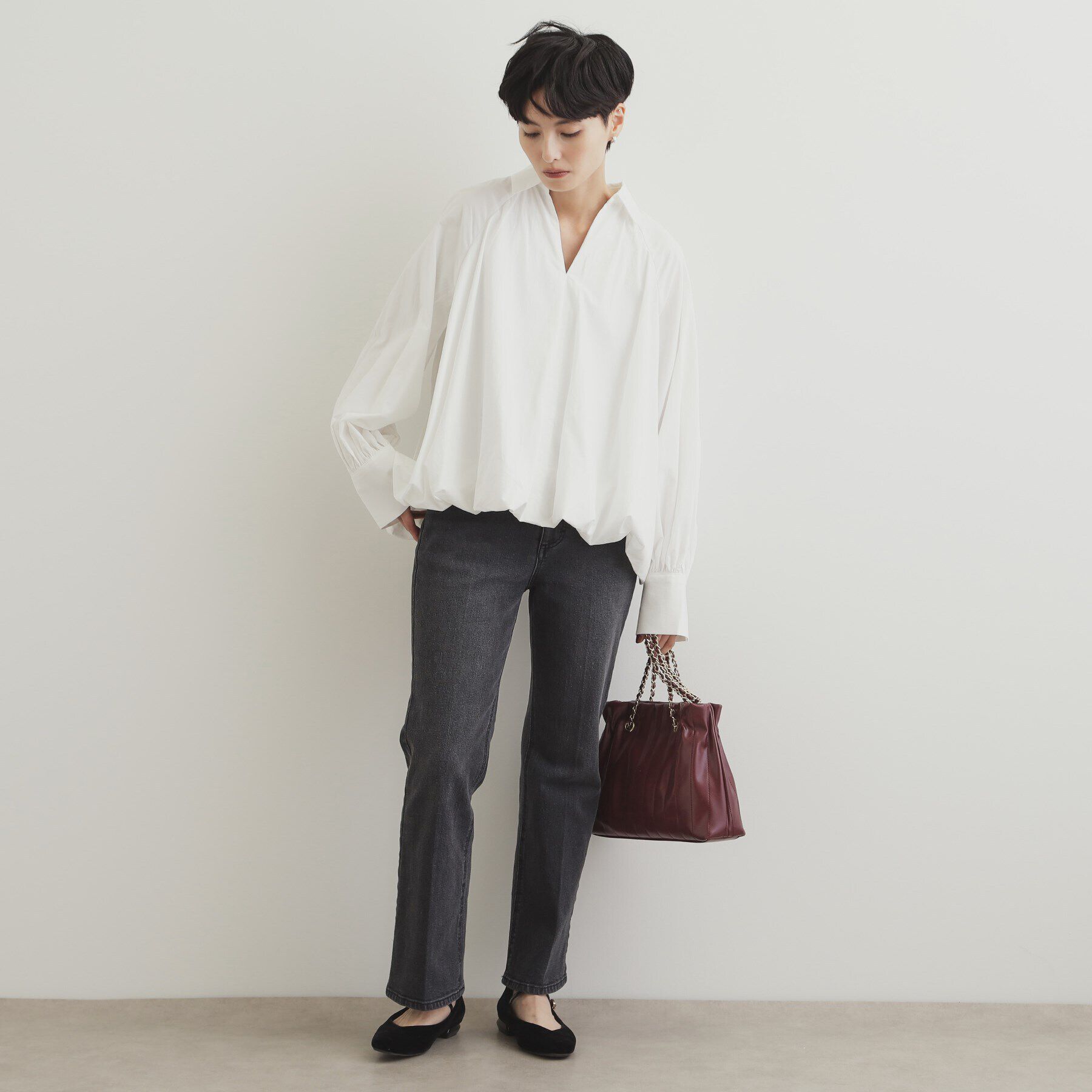 OPAQUE.CLIP「裾バルーンスキッパーシャツ【洗濯機洗い可】」|シャツ・ブラウス|