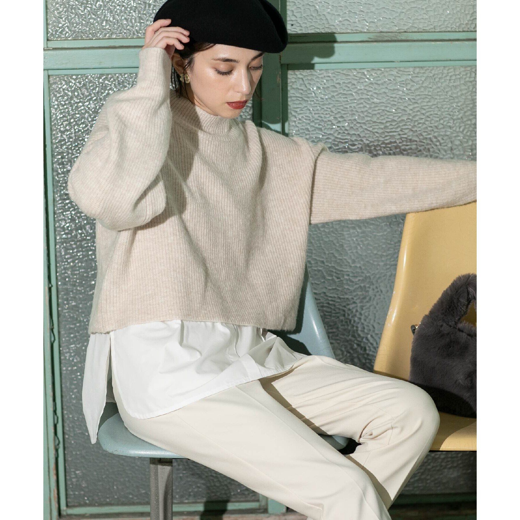 OPAQUE.CLIP「《ツインセット》ミドルゲージショートニット&times;ドッキングタンク【洗濯機洗い可】」|ニット・セーター|