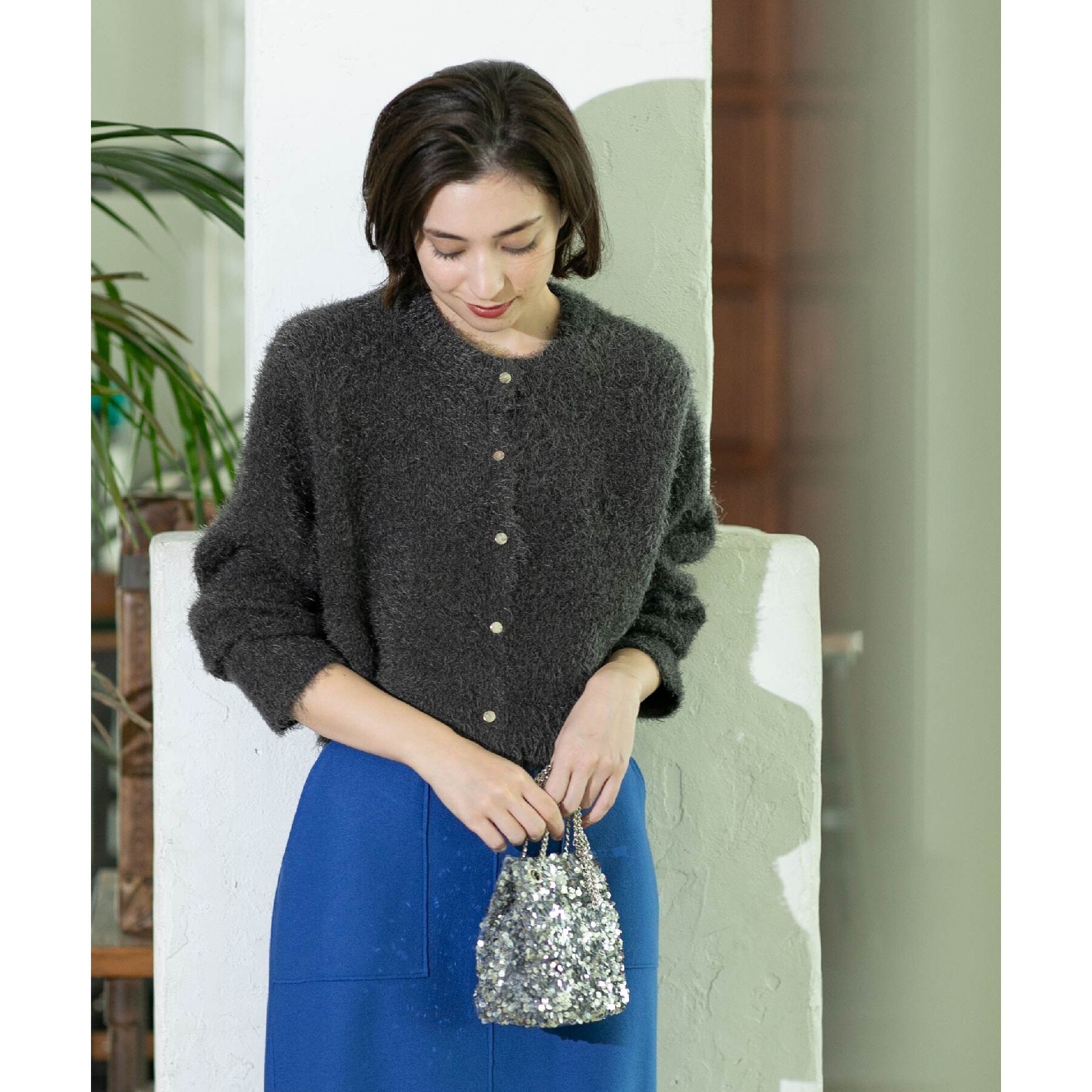 OPAQUE.CLIP「《6color》シャギーニットショートカーディガン【洗濯機洗い可】」|カーディガン|