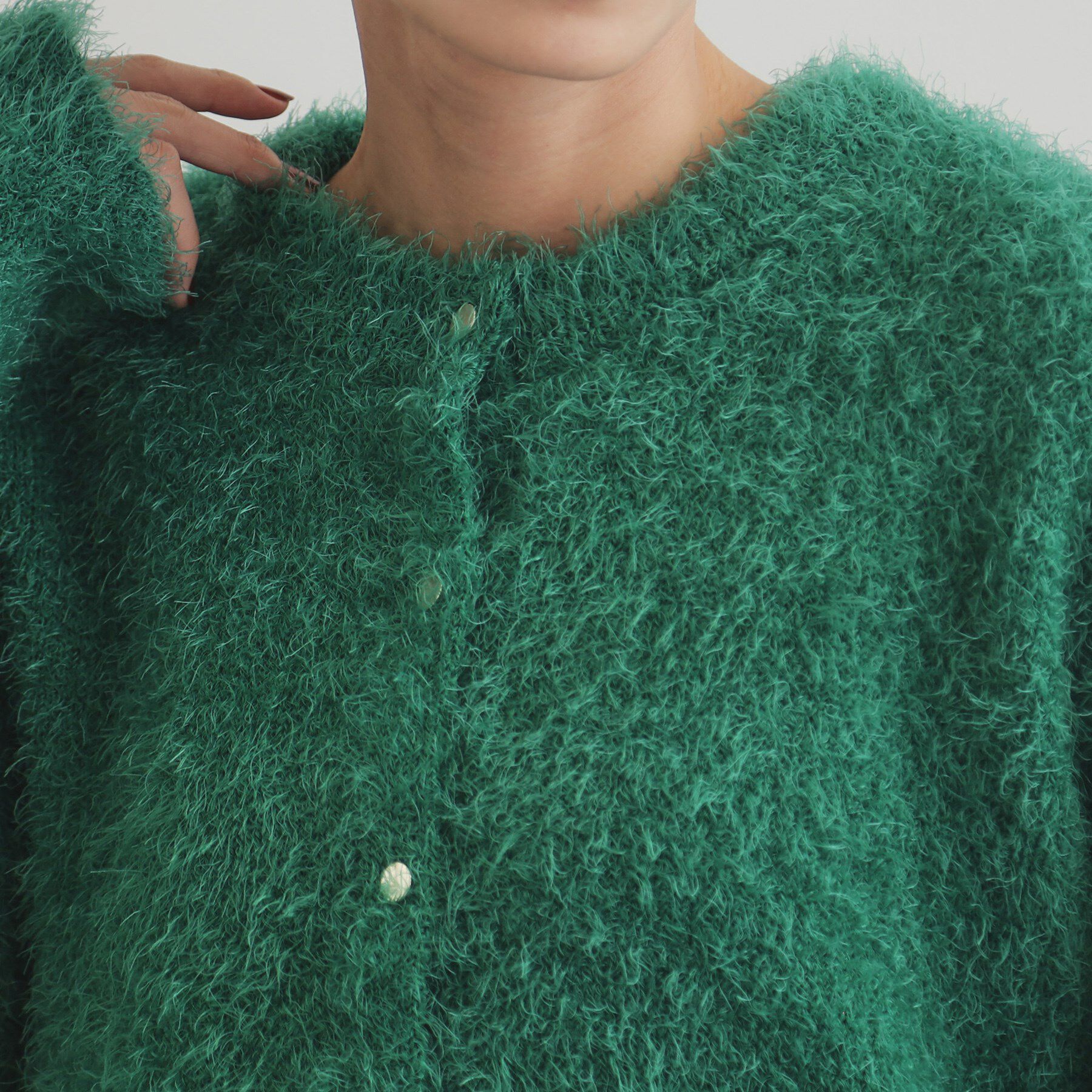 OPAQUE.CLIP「《6color》シャギーニットショートカーディガン【洗濯機洗い可】」|カーディガン|