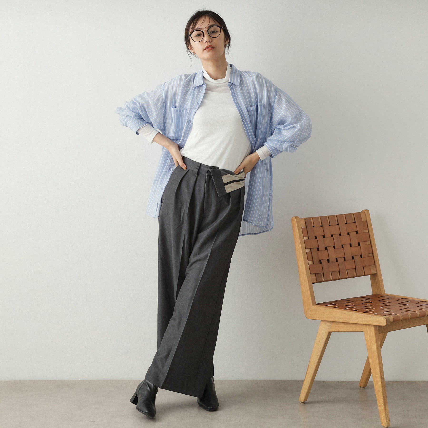 OPAQUE.CLIP「シアーダブルポケットシャツ【洗濯機洗い可】」|シャツ・ブラウス|