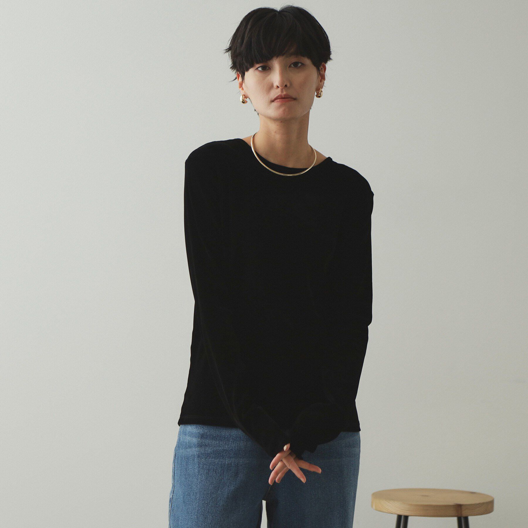 OPAQUE.CLIP「《CLASSY掲載》シアーベロアトップス【洗濯機洗い可】」|Tシャツ・カットソー|