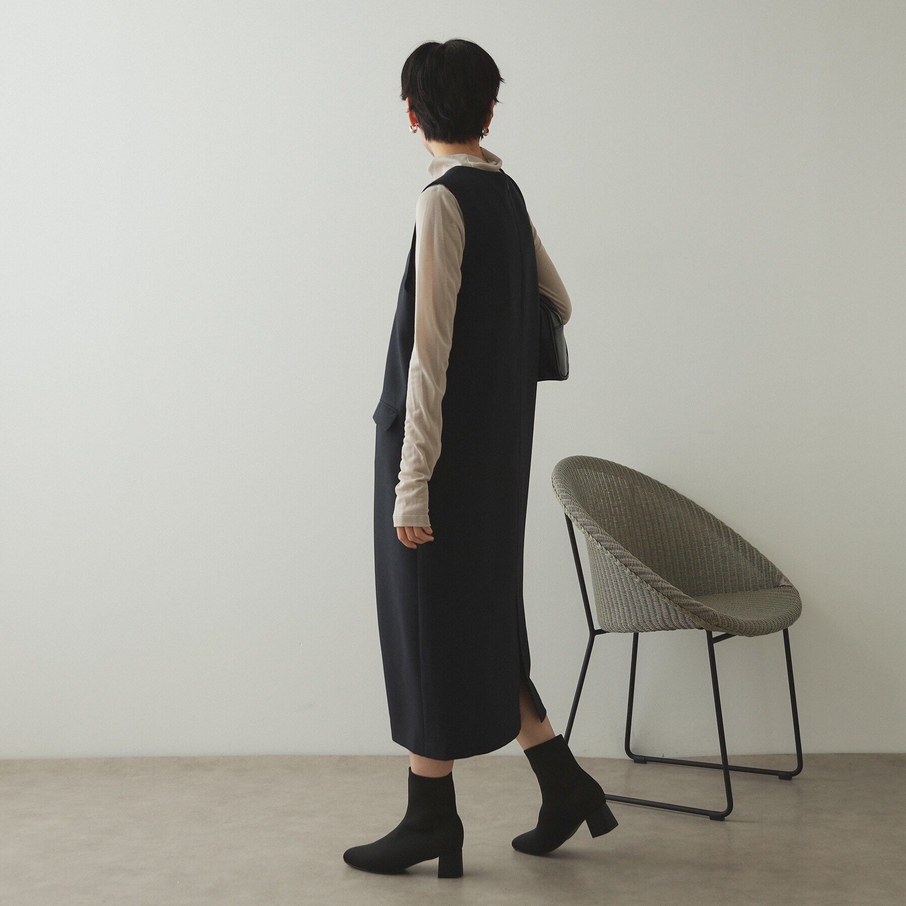 OPAQUE.CLIP「キーネックIラインジャンスカ【洗える/ストレッチ/抗ピル】」|ワンピース|