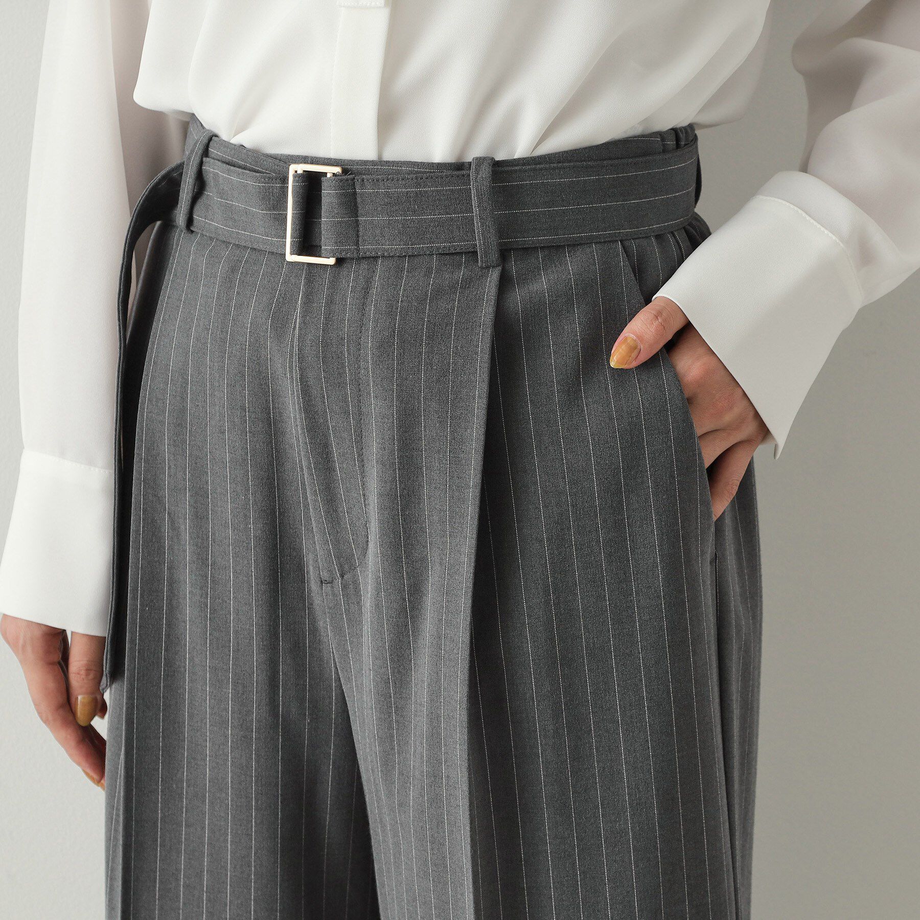 OPAQUE.CLIP「ベルト付きタックワイドパンツ/セットアップ対応【洗濯機洗い可】」|その他|