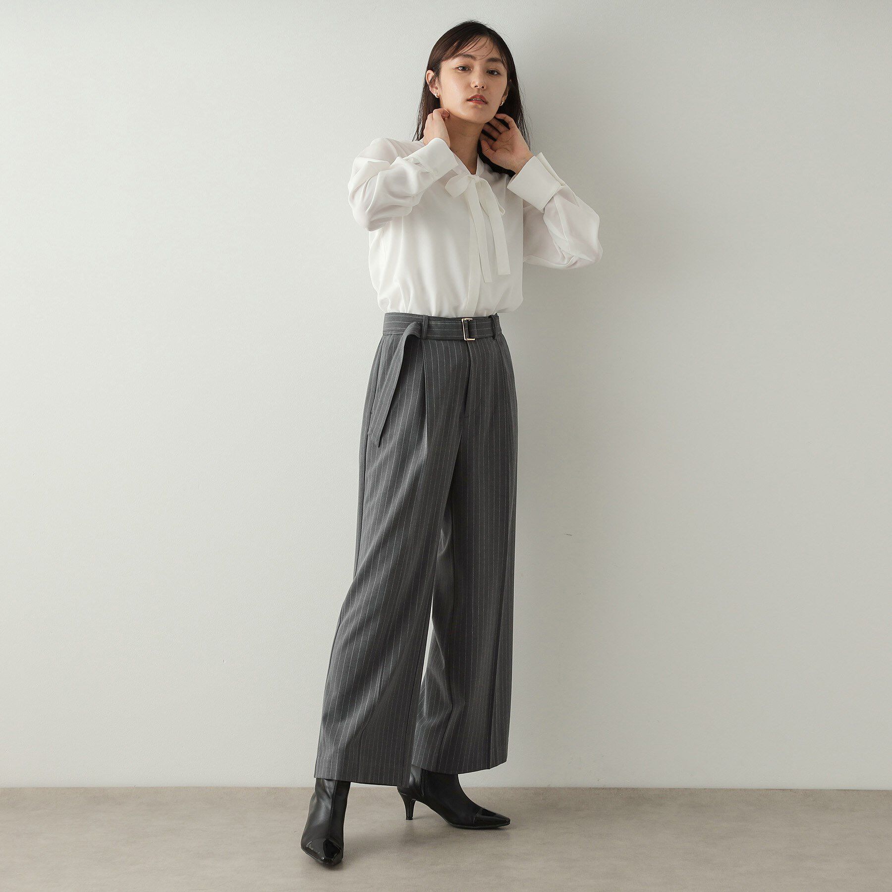OPAQUE.CLIP「ベルト付きタックワイドパンツ/セットアップ対応【洗濯機洗い可】」|その他|