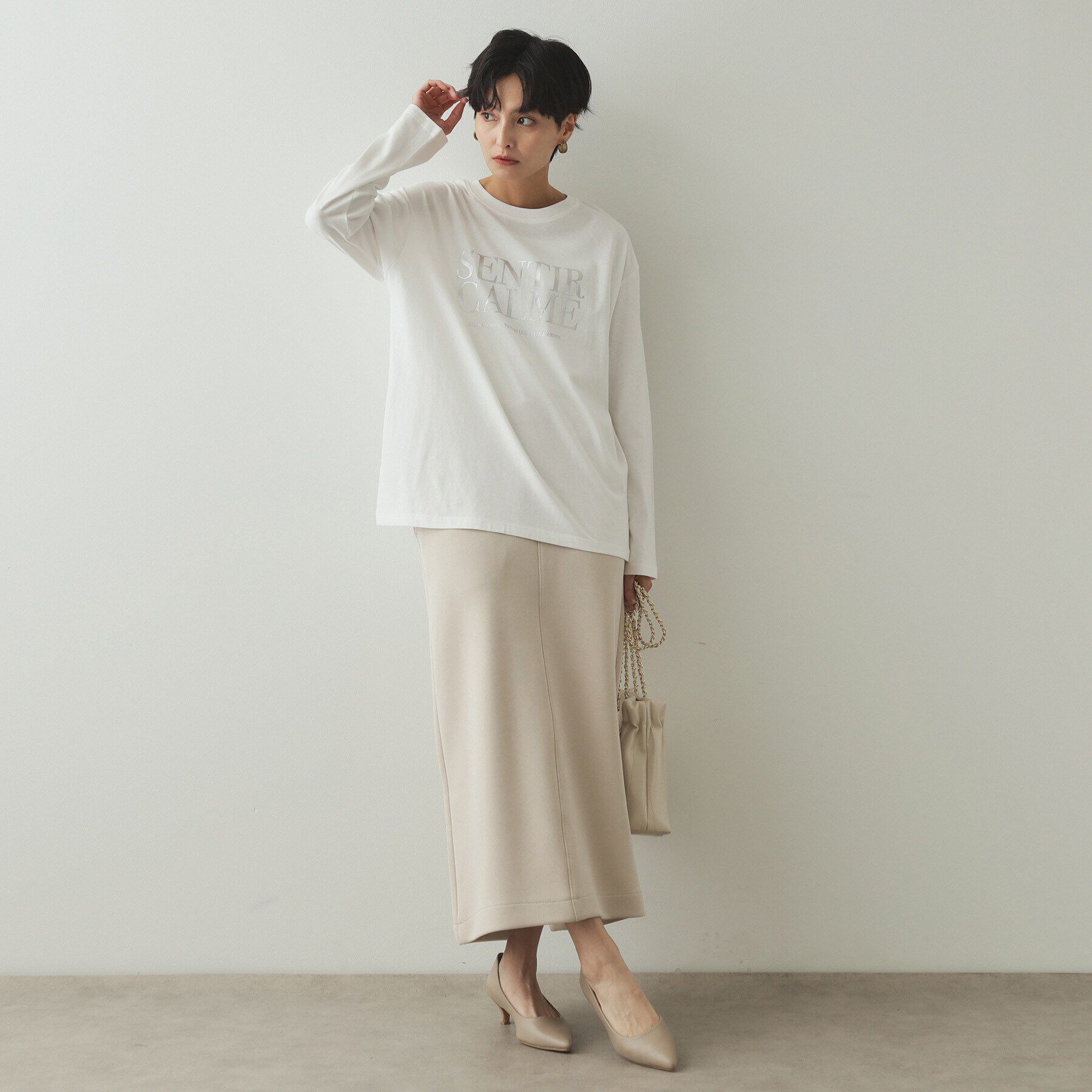 OPAQUE.CLIP「イージーナロースカート/セットアップ対応【洗濯機洗い可】」|スカート|