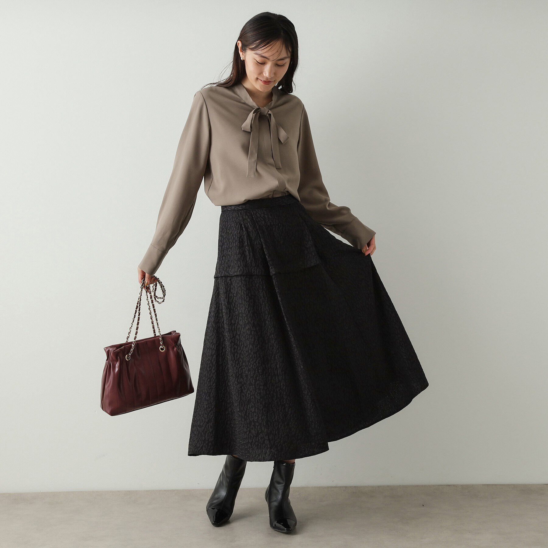 OPAQUE.CLIP「《美人百花掲載》ボウタイジョーゼットブラウス【洗濯機洗い可】」|シャツ・ブラウス|