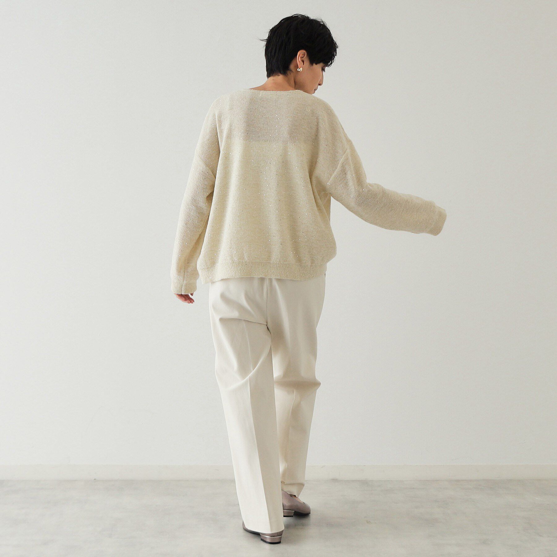 OPAQUE.CLIP「スパンコールラメ ボートネックニット【洗濯機洗い可】」|ニット・セーター|