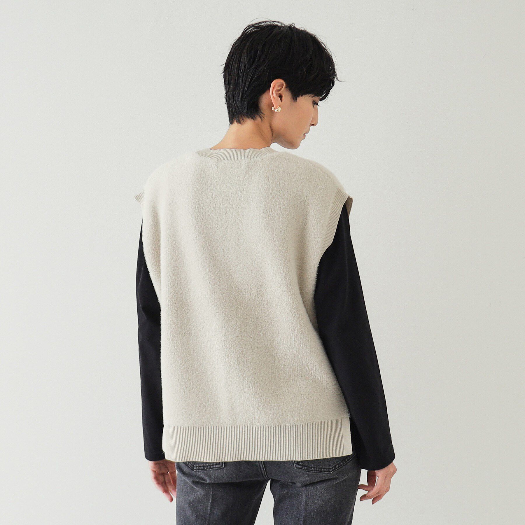 OPAQUE.CLIP「フェザーヤーンVネックベスト【洗濯機洗い可】」|ベスト・ジレ|