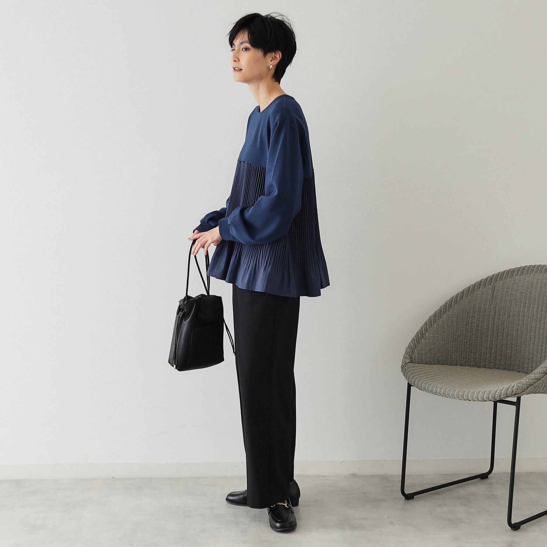 OPAQUE.CLIP「ブリーツドッキング デザイントップス【洗濯機洗い可】」|Tシャツ・カットソー|