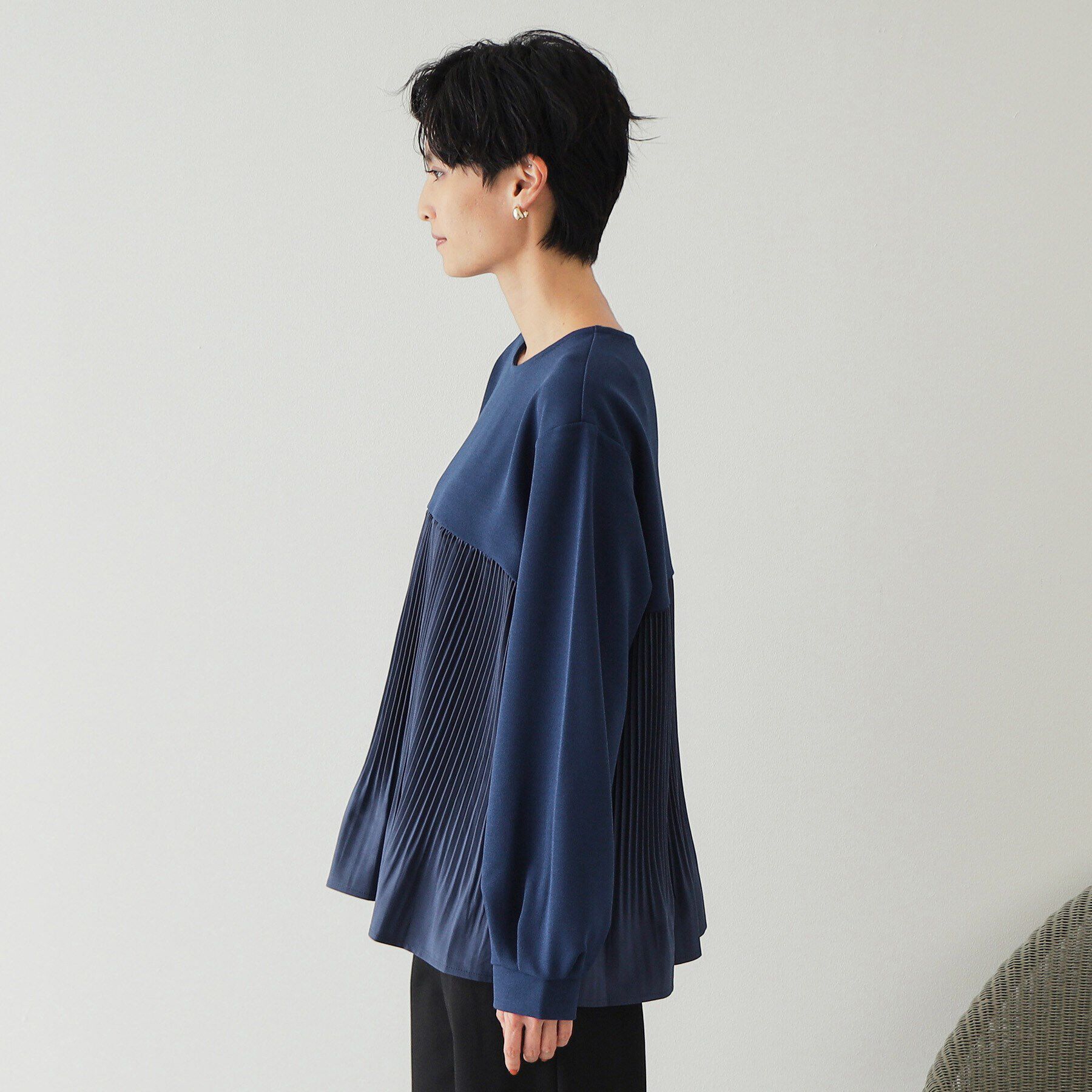 OPAQUE.CLIP「ブリーツドッキング デザイントップス【洗濯機洗い可】」|Tシャツ・カットソー|