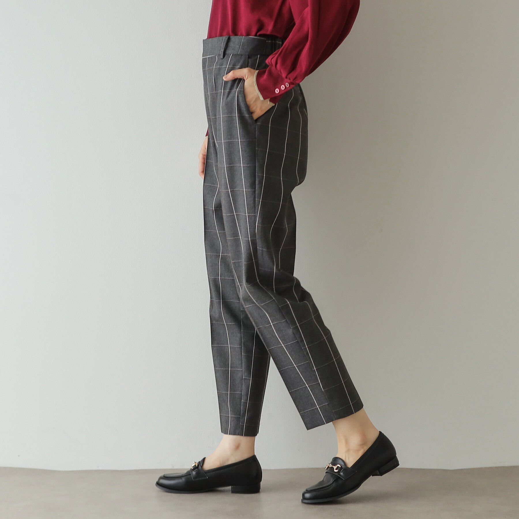 OPAQUE.CLIP「チェック柄テーパードパンツ【洗濯機洗い可】」|その他|