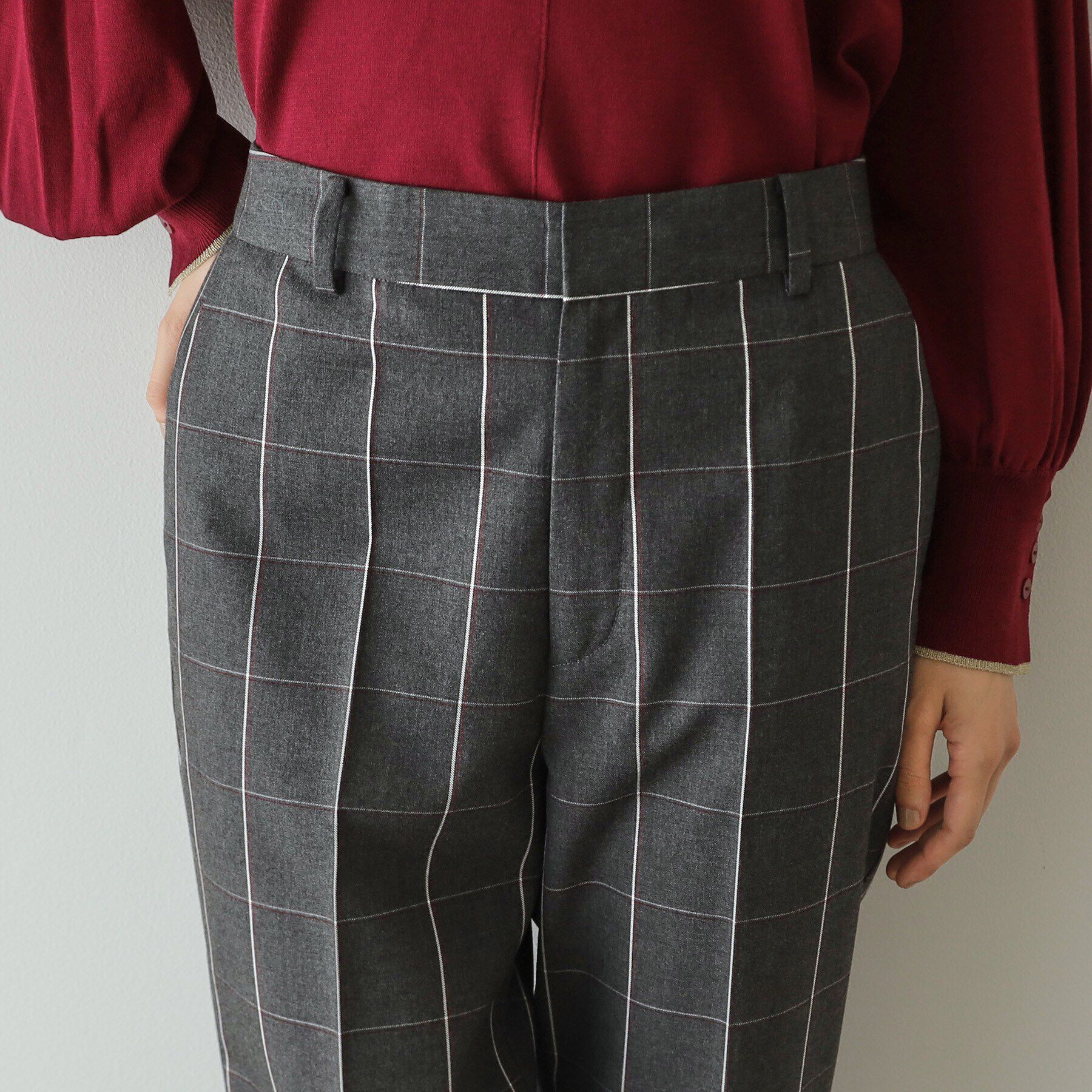 OPAQUE.CLIP「チェック柄テーパードパンツ【洗濯機洗い可】」|その他|