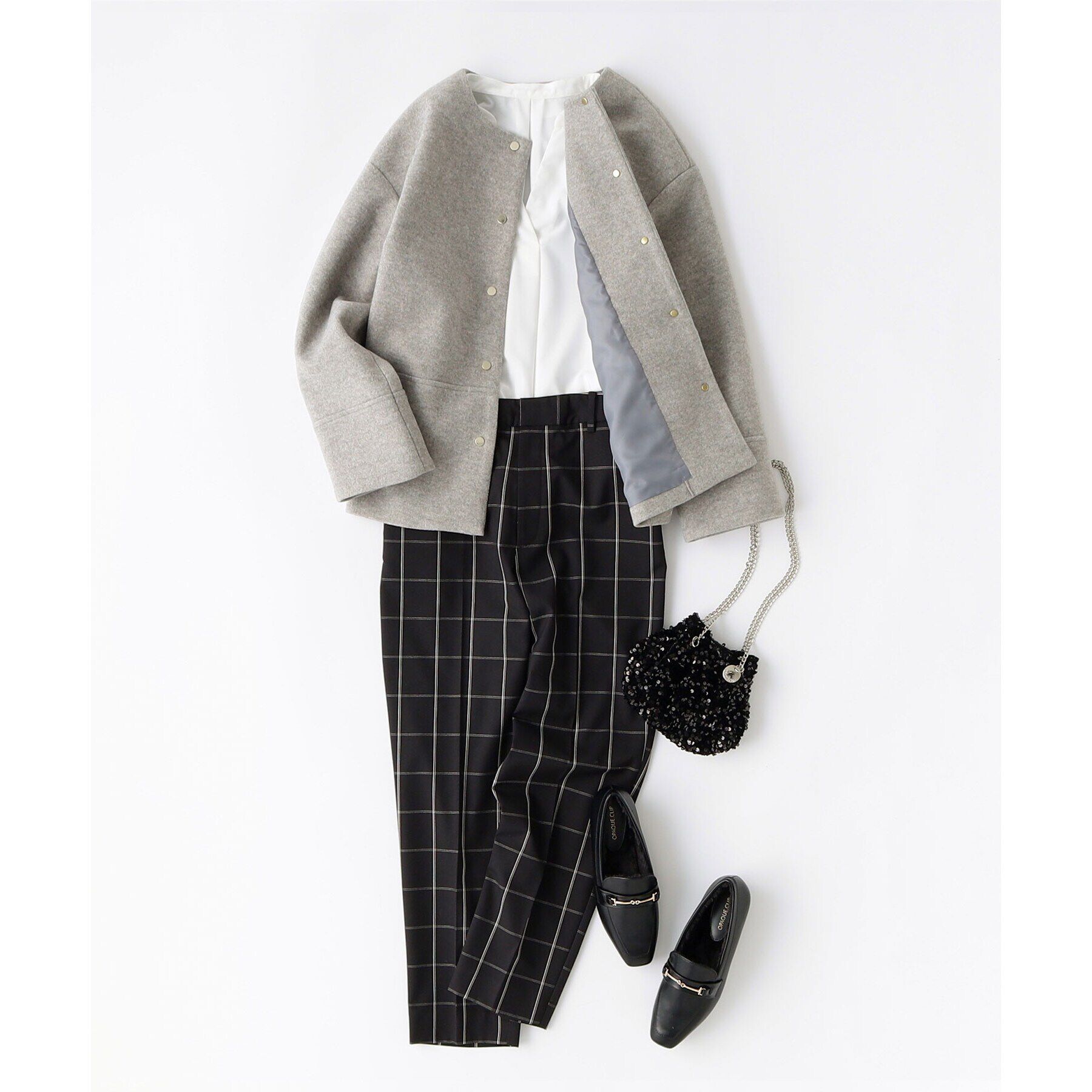 OPAQUE.CLIP「チェック柄テーパードパンツ【洗濯機洗い可】」|その他|