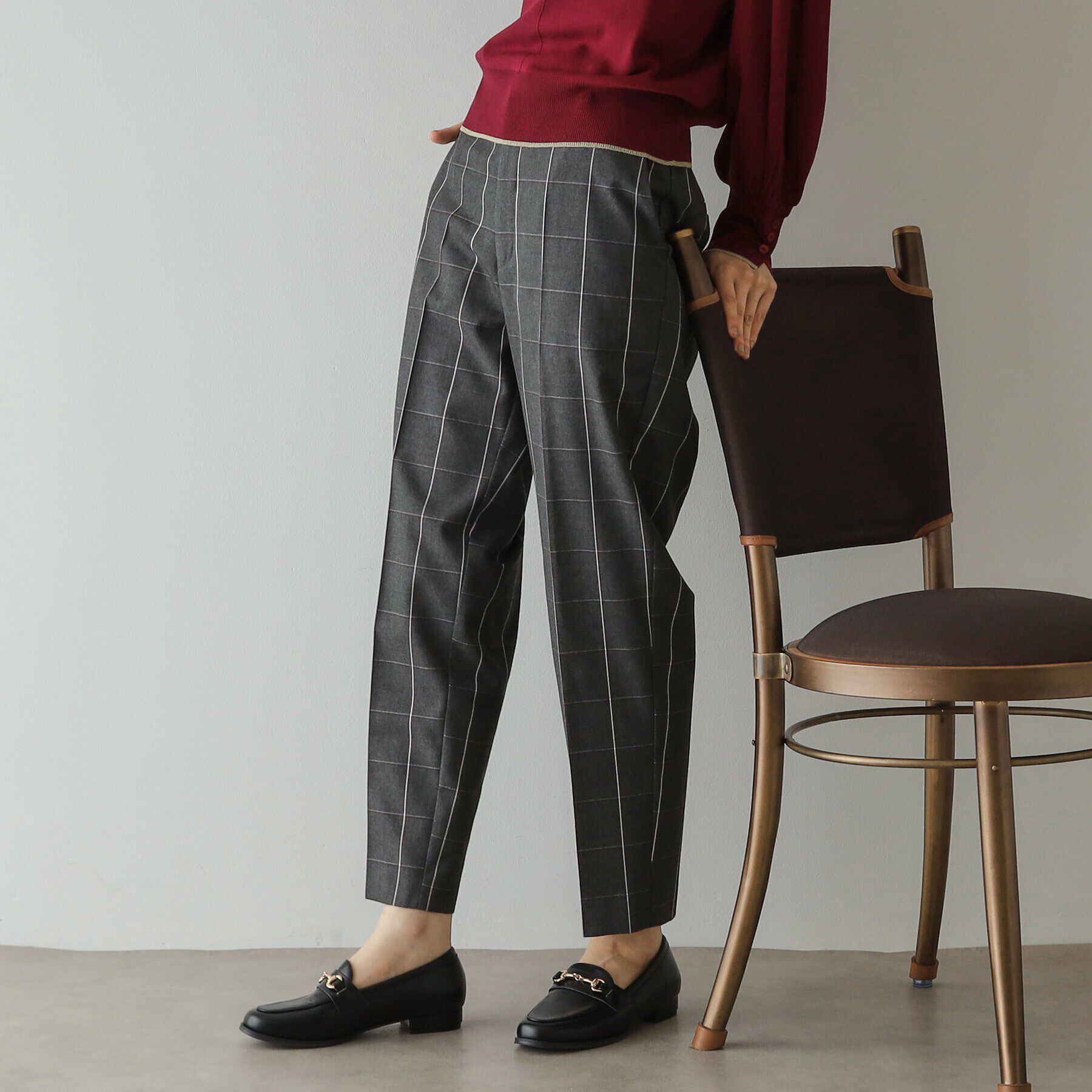 OPAQUE.CLIP「チェック柄テーパードパンツ【洗濯機洗い可】」|その他|