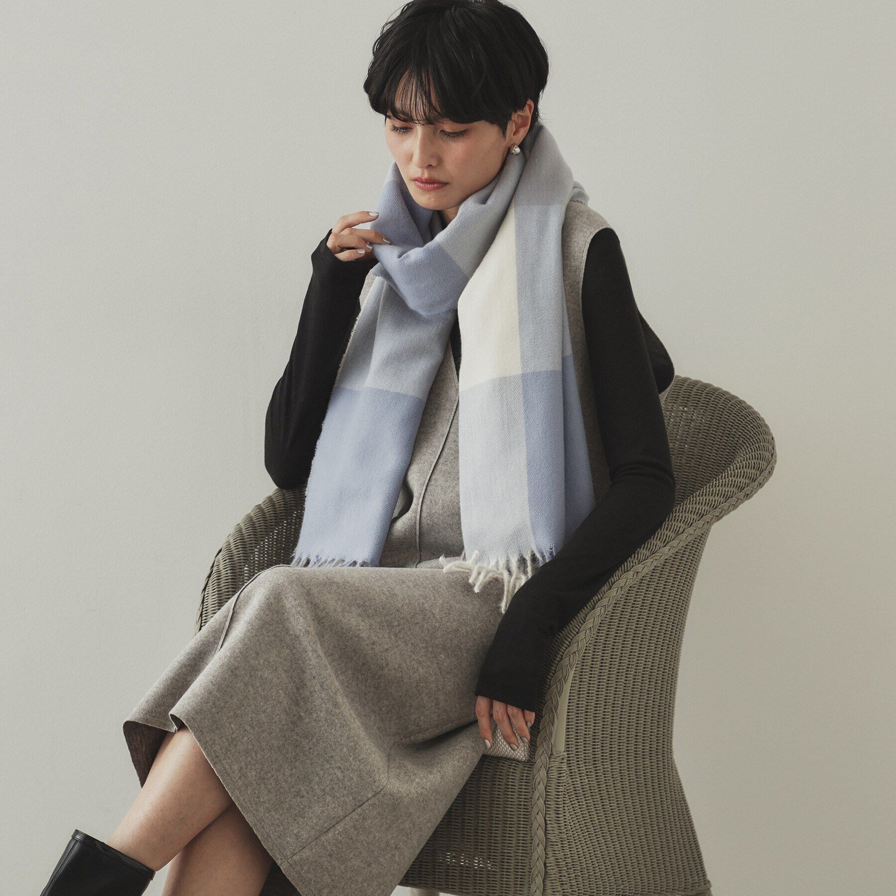 OPAQUE.CLIP「大判チェックストール」|ストール|