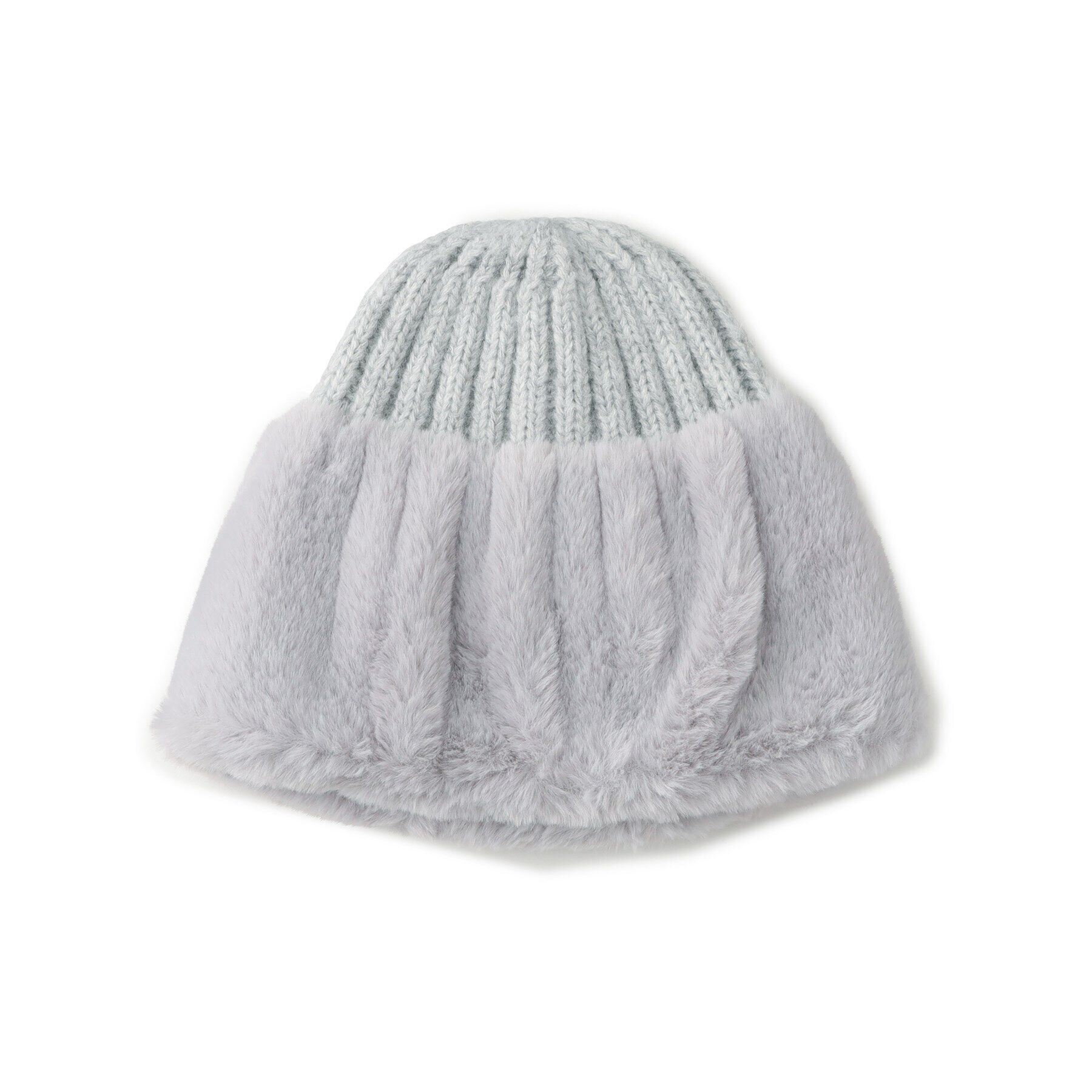 OPAQUE.CLIP「フェイクファー付ニットワッチ」|ニット帽|グレー(012)