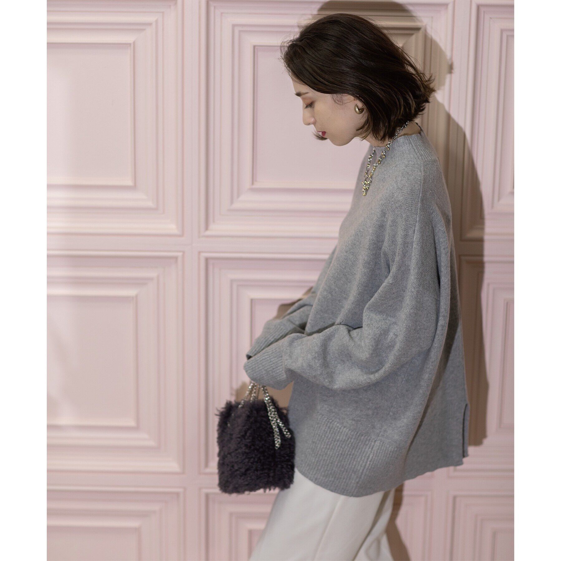 OPAQUE.CLIP「ミドルゲージハイネックニット／FILIVIVI・フィルビビ【洗える】」|ニット・セーター|