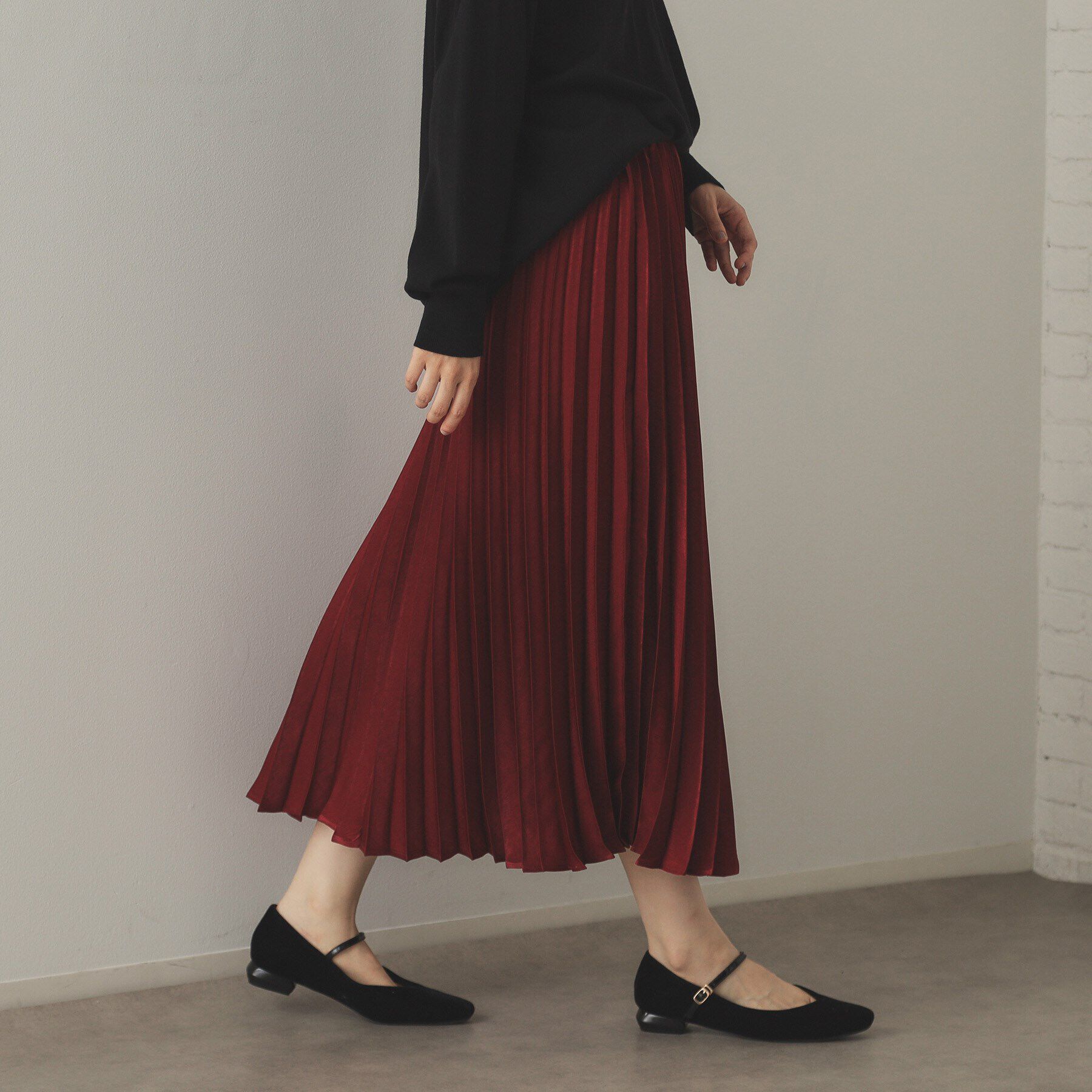 OPAQUE.CLIP「サテンプリーツスカート【洗濯機洗い可】」|スカート|