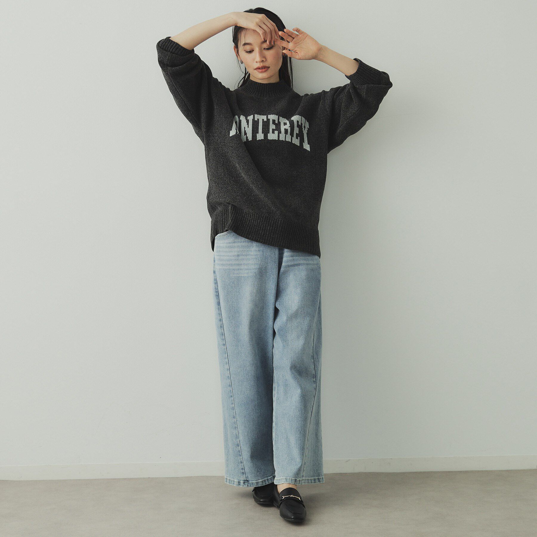 OPAQUE.CLIP「モールロゴジャカードニット【洗濯機洗い可】」|ニット・セーター|