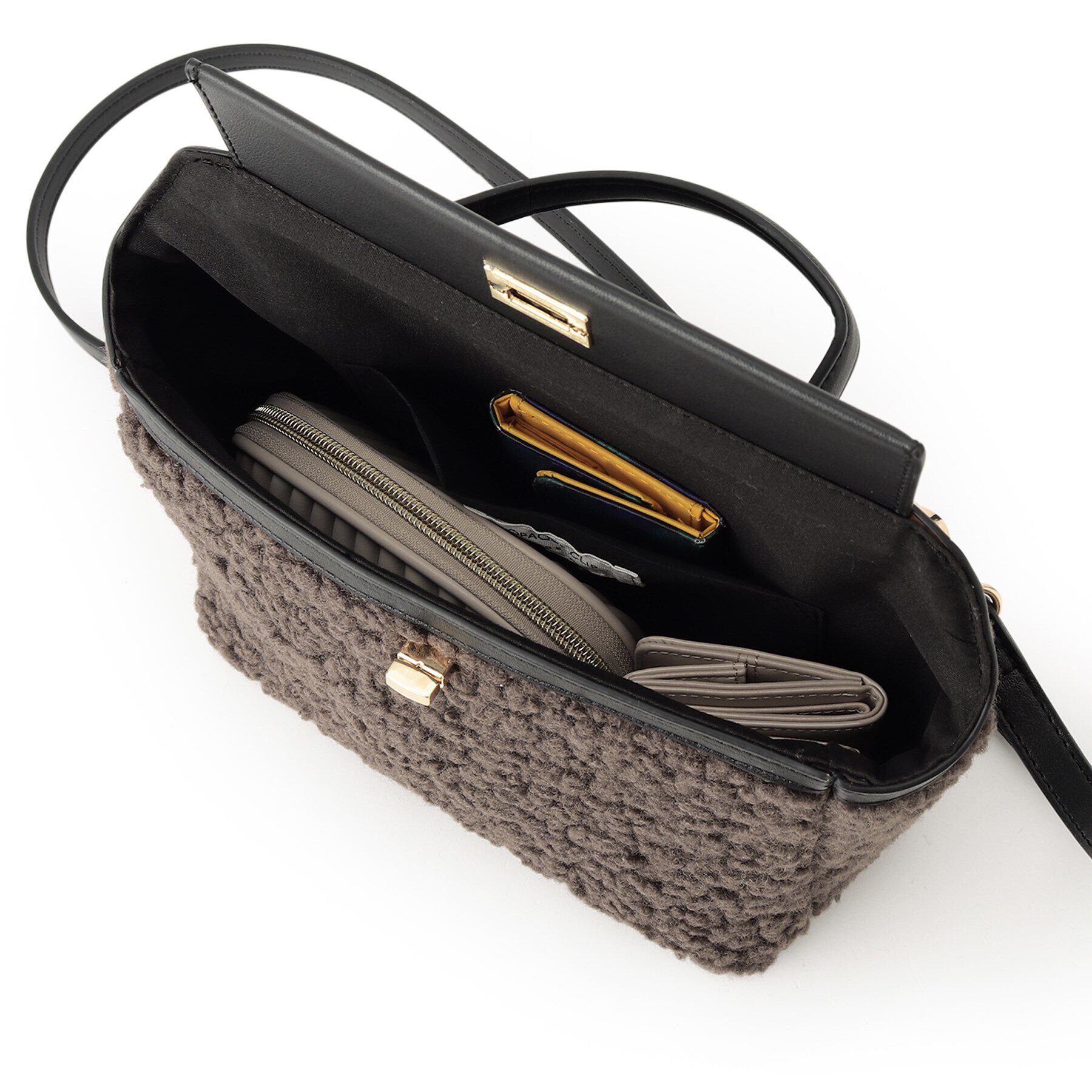 OPAQUE.CLIP「【2WAY】ボアトリミングスクエアデザインバッグ」|ハンドバッグ|