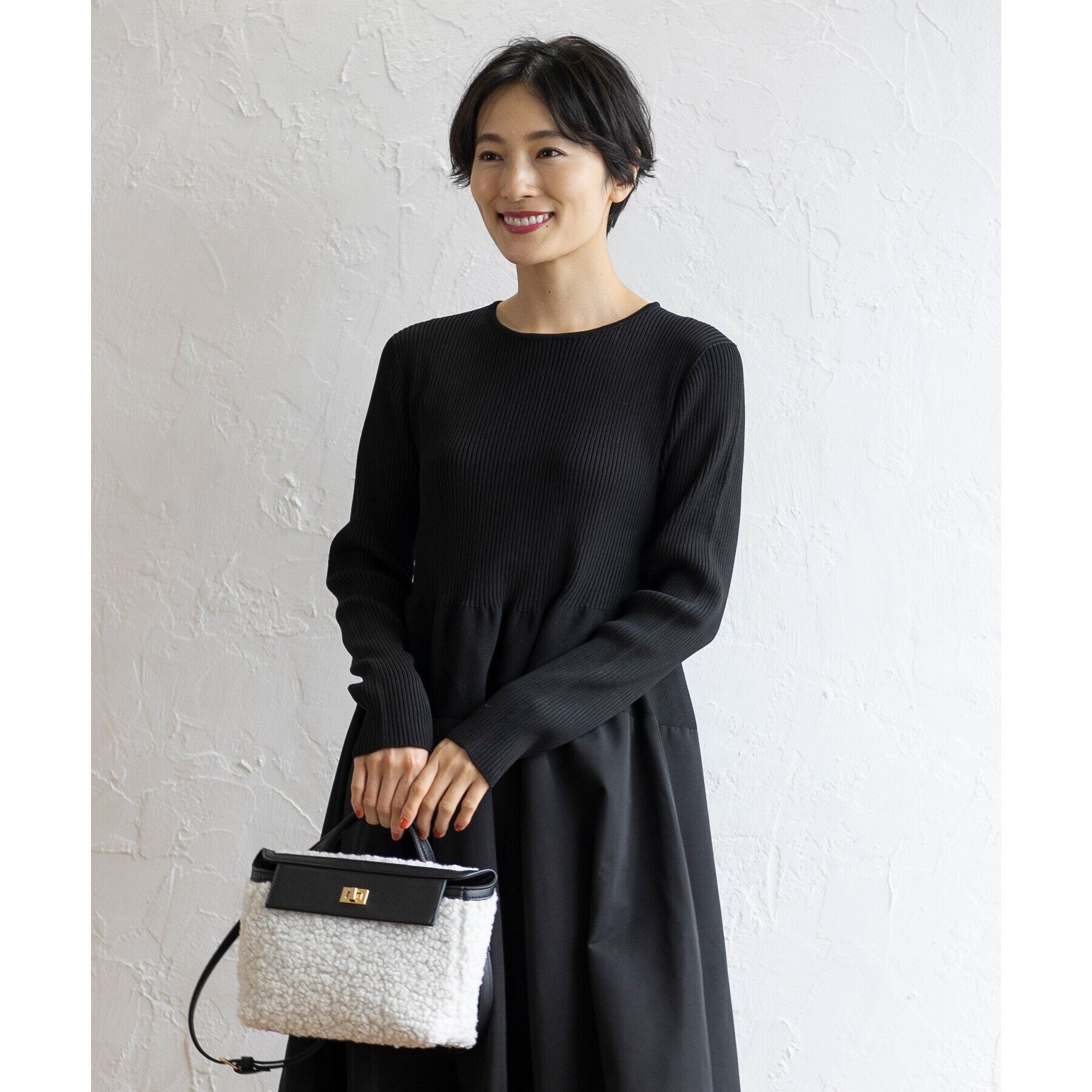 OPAQUE.CLIP「【2WAY】ボアトリミングスクエアデザインバッグ」|ハンドバッグ|