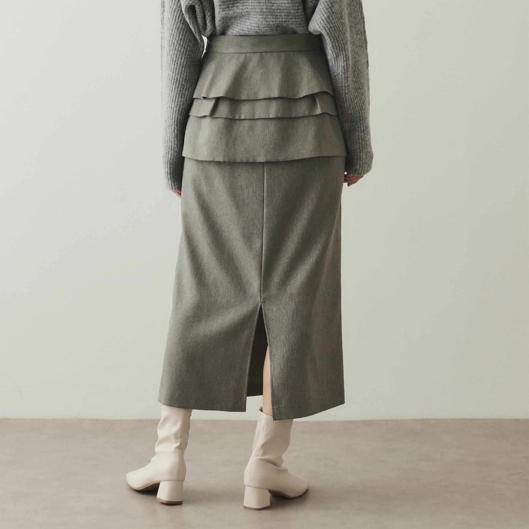 OPAQUE.CLIP「《2WAYツインセット》ラップ付ナロースカート【洗濯機洗い可】」|スカート|