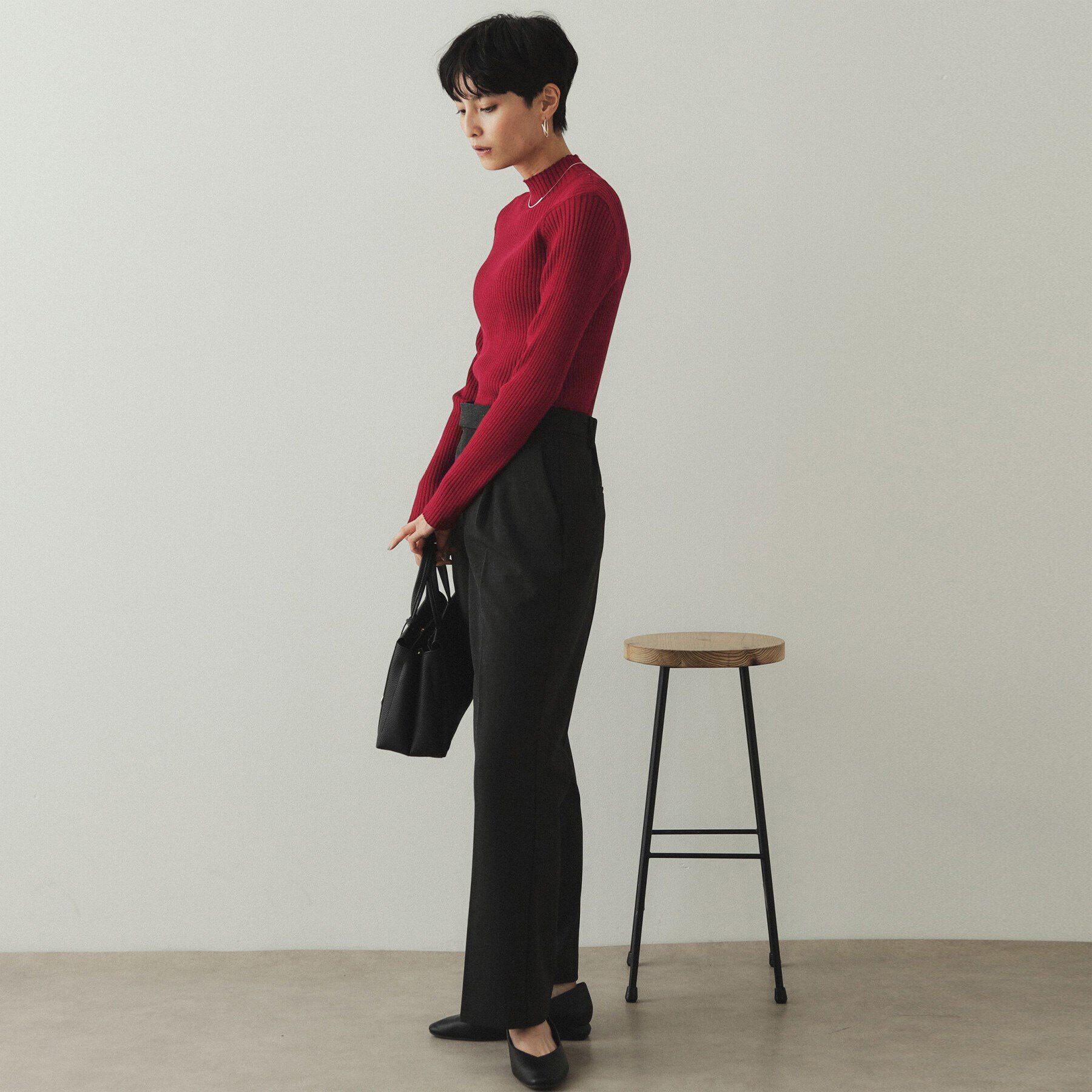 OPAQUE.CLIP「《5color/S-LLsize》もちもちハイネックリブニット【洗濯機洗い可】」|ニット・セーター|