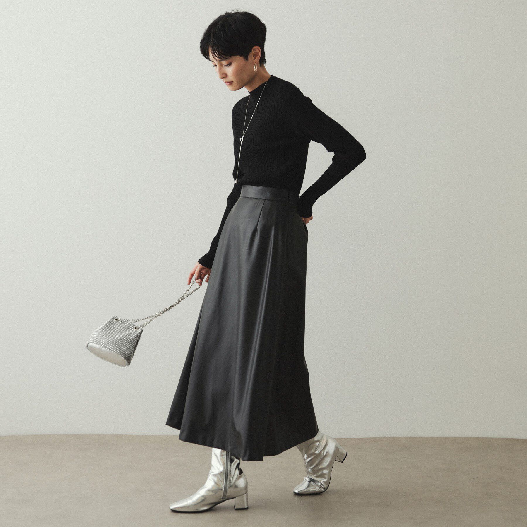 OPAQUE.CLIP「《5color/S-LLsize》もちもちハイネックリブニット【洗濯機洗い可】」|ニット・セーター|