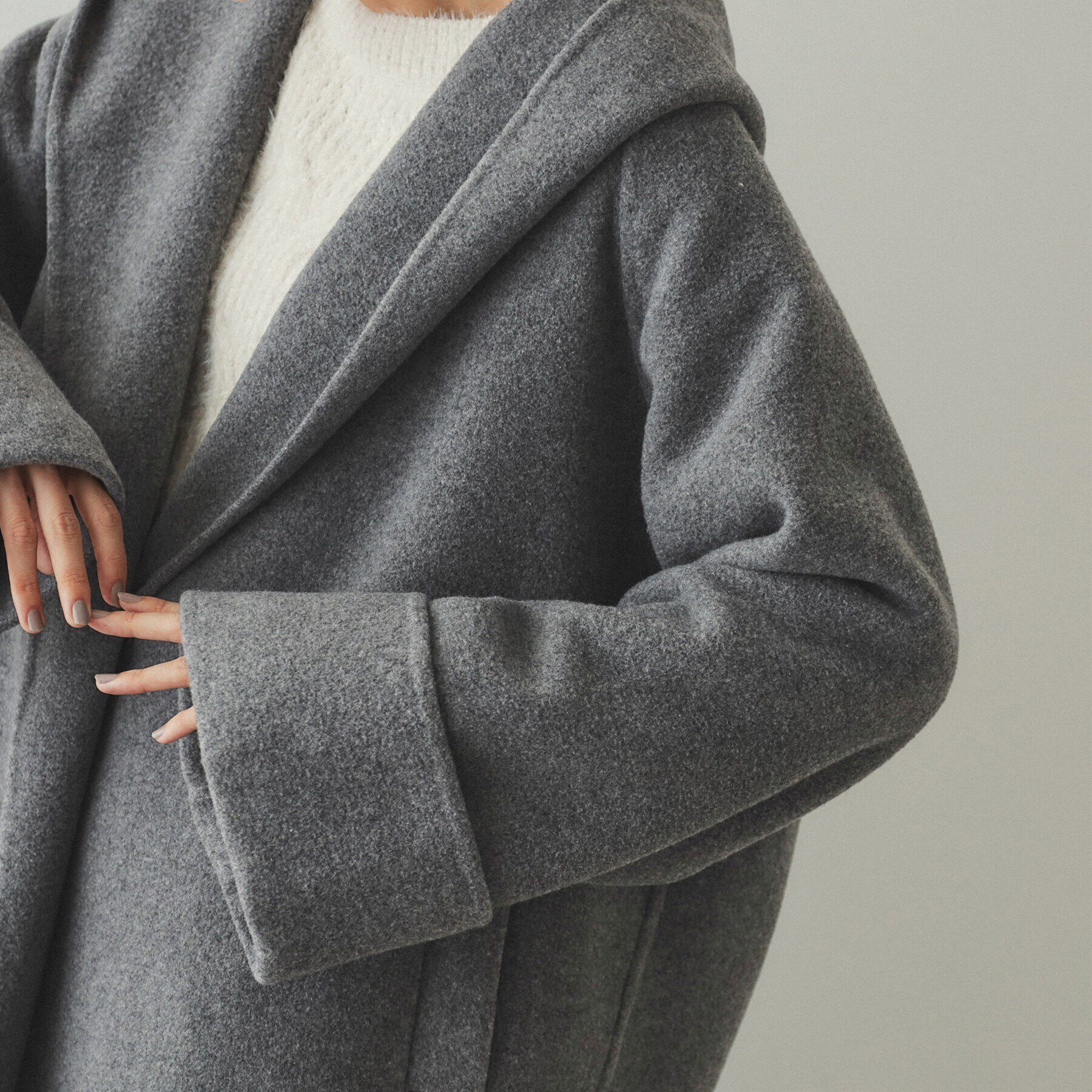 OPAQUE.CLIP「ウール混フードショールカラーミドルコート」|その他|