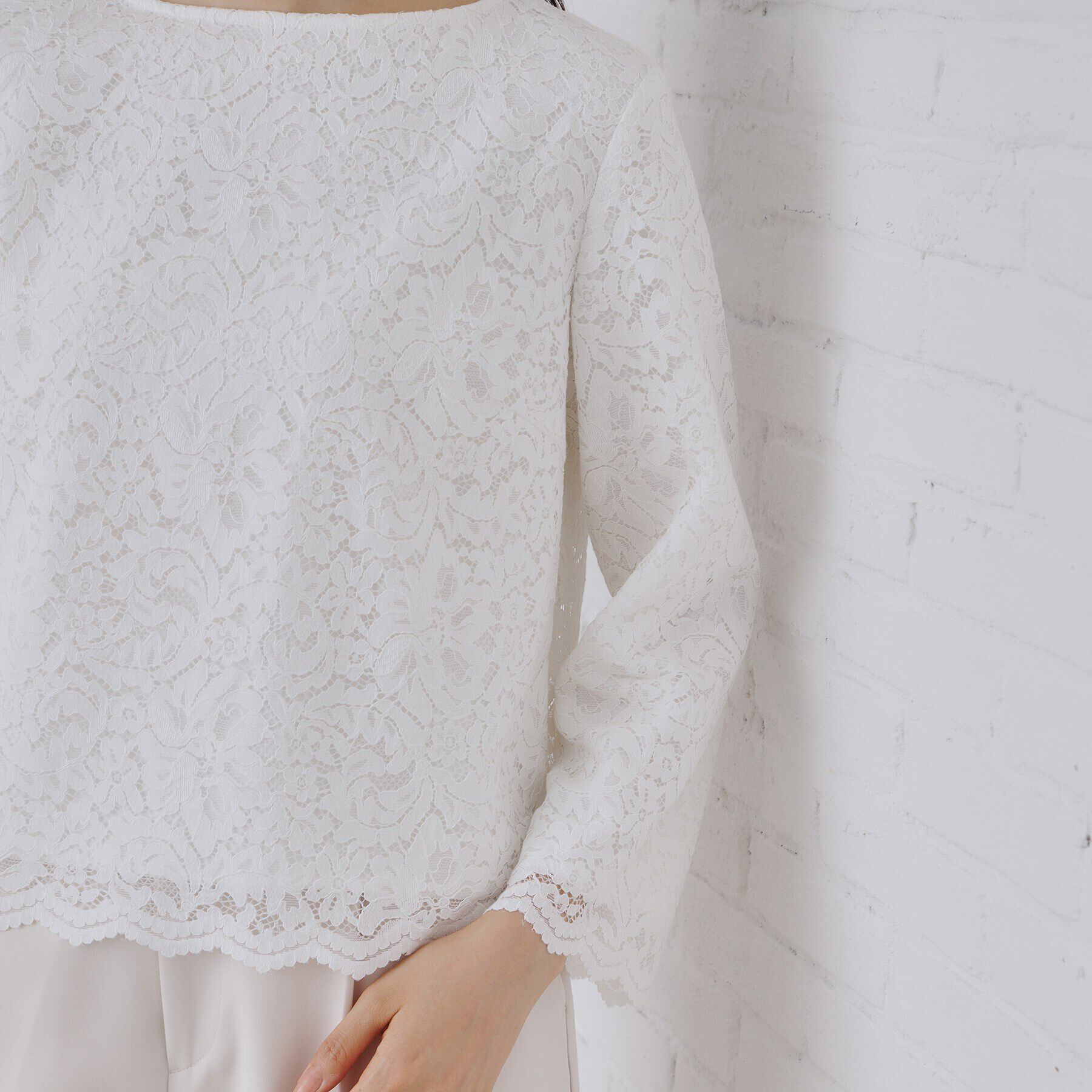 OPAQUE.CLIP「《通勤・セレモニー対応》レースブラウス【洗濯機洗い可】」|シャツ・ブラウス|