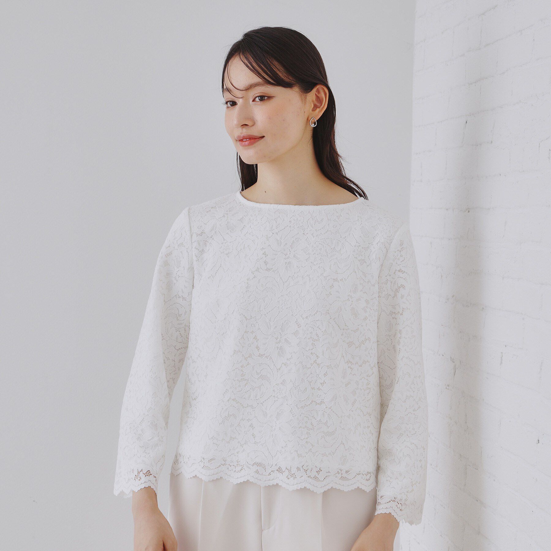 OPAQUE.CLIP「《通勤・セレモニー対応》レースブラウス【洗濯機洗い可】」|シャツ・ブラウス|