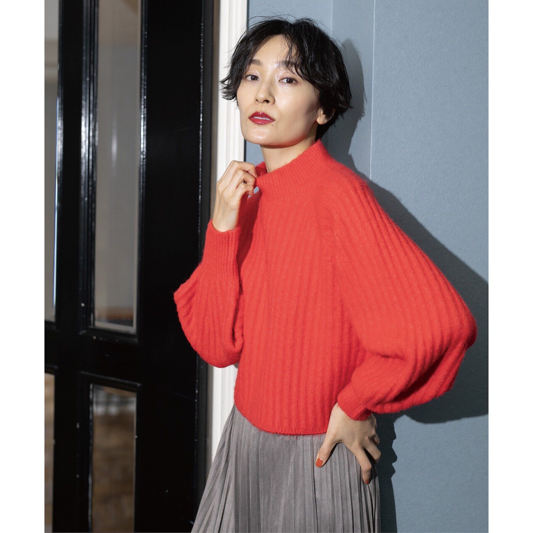 OPAQUE.CLIP「《美人百花掲載》ミドルゲージショートワイドリブニット【洗濯機洗い可】」|ニット・セーター|