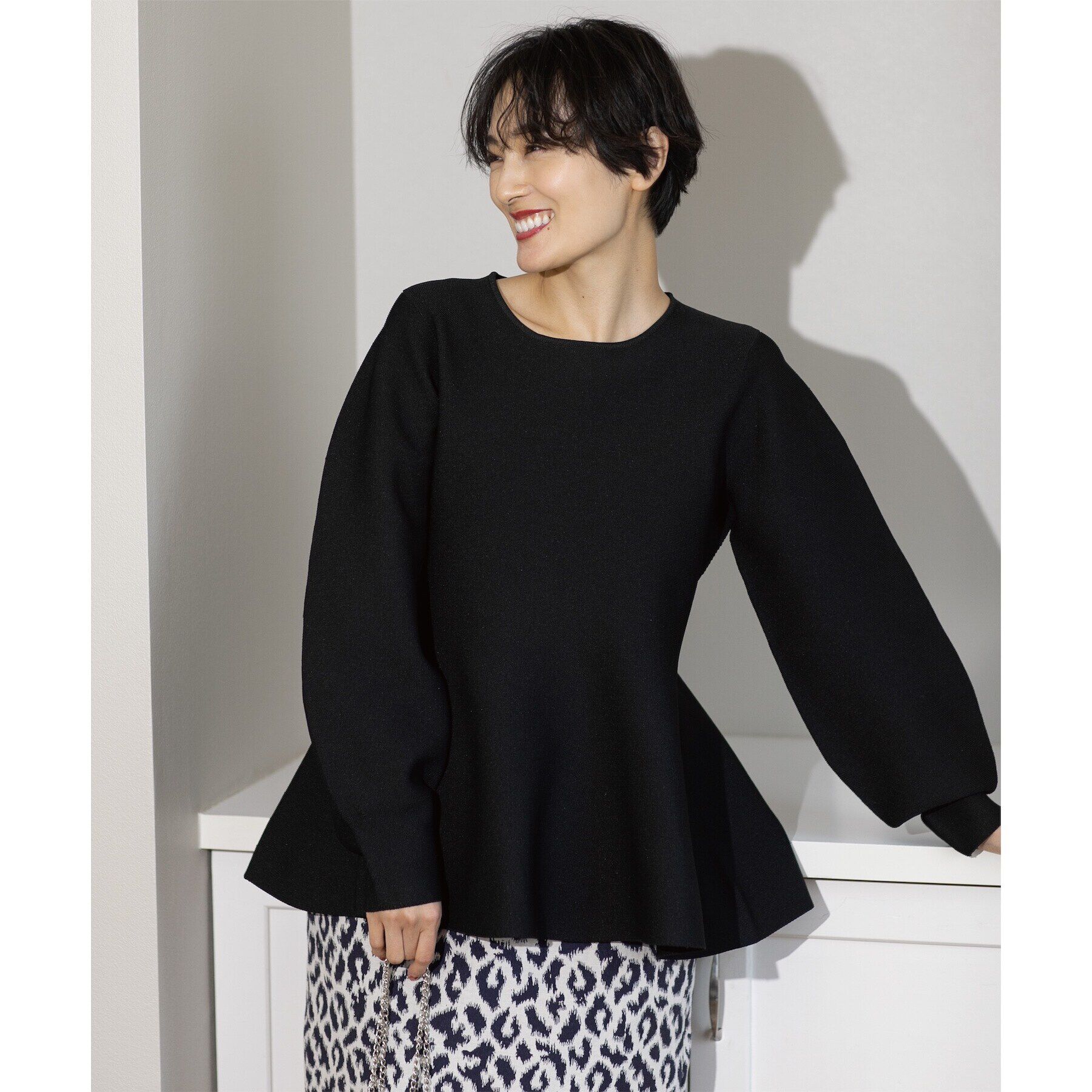 OPAQUE.CLIP「《5color》シームレスペプラムニット【洗濯機洗い可】」|ニット・セーター|