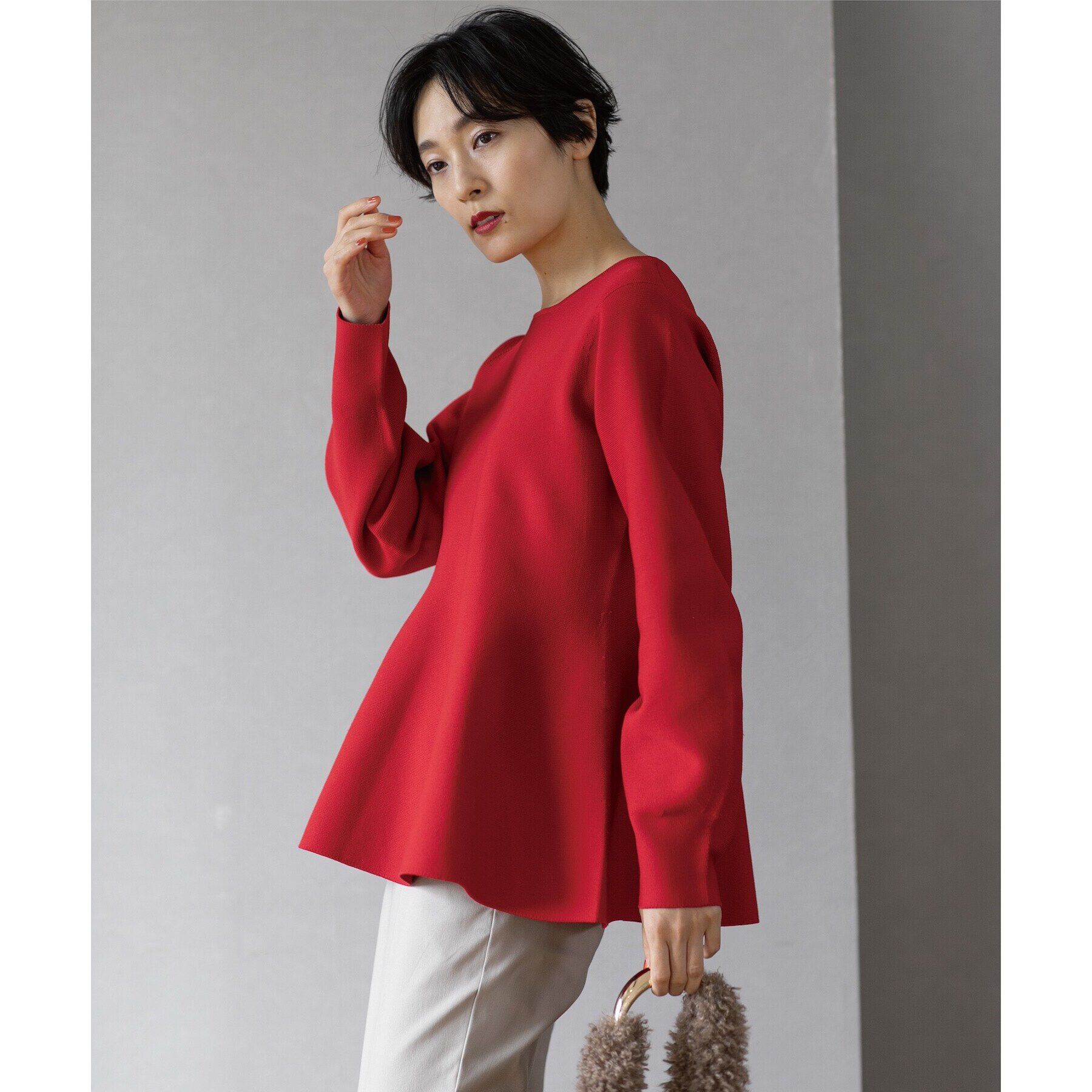 OPAQUE.CLIP「《5color》シームレスペプラムニット【洗濯機洗い可】」|ニット・セーター|