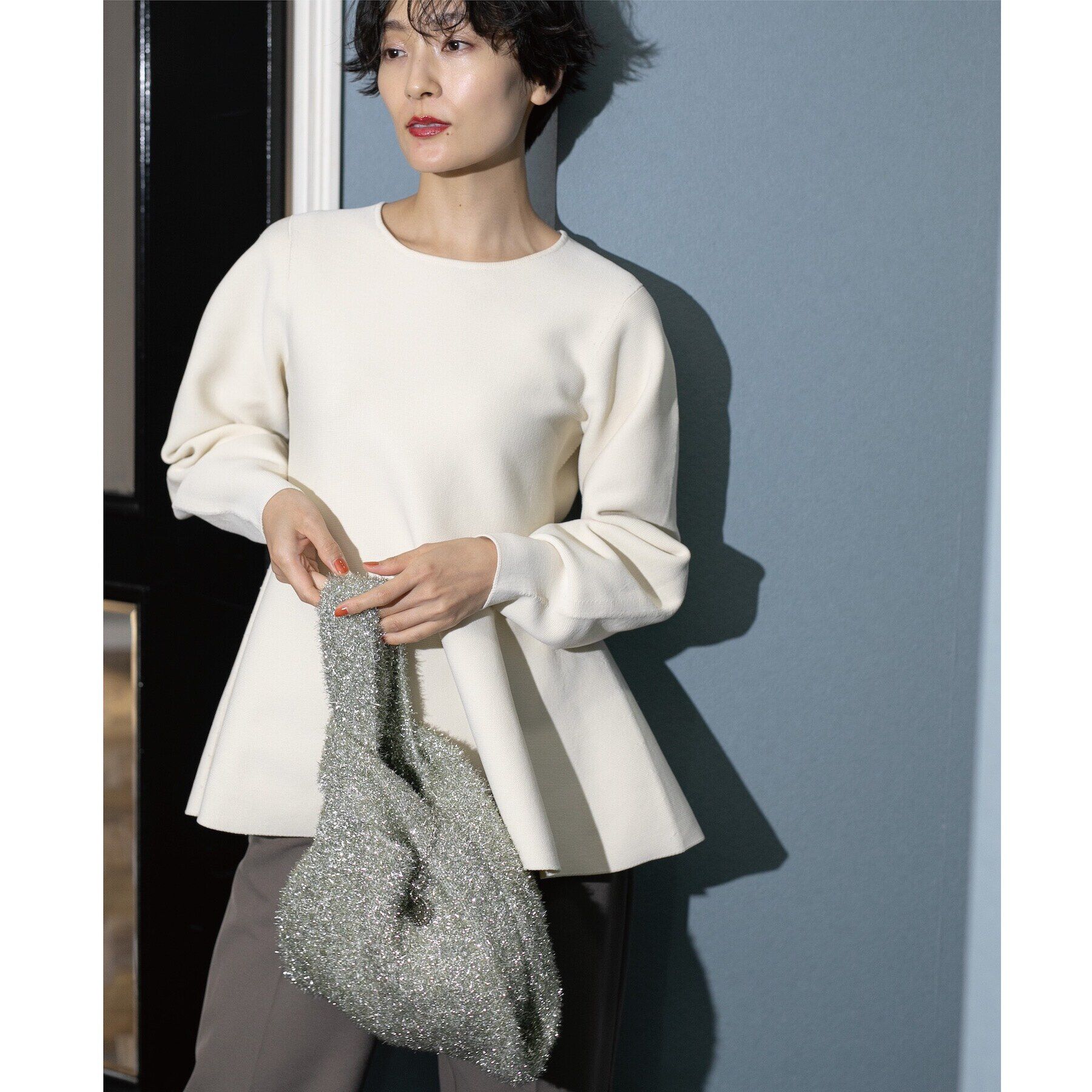 OPAQUE.CLIP「《5color》シームレスペプラムニット【洗濯機洗い可】」|ニット・セーター|