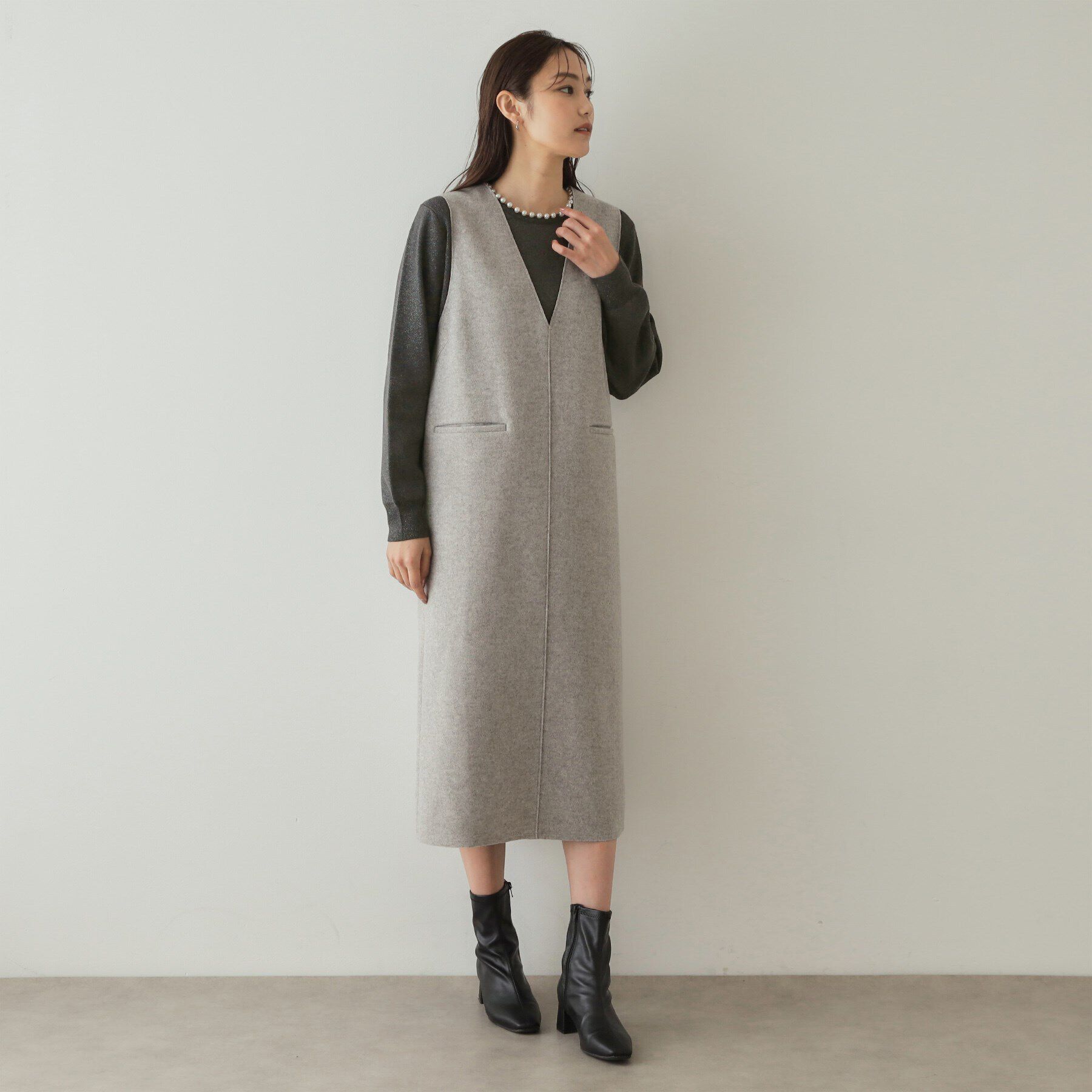 OPAQUE.CLIP「《美人百花掲載》パール調付きラメニット【洗濯機洗い可】」|ニット・セーター|