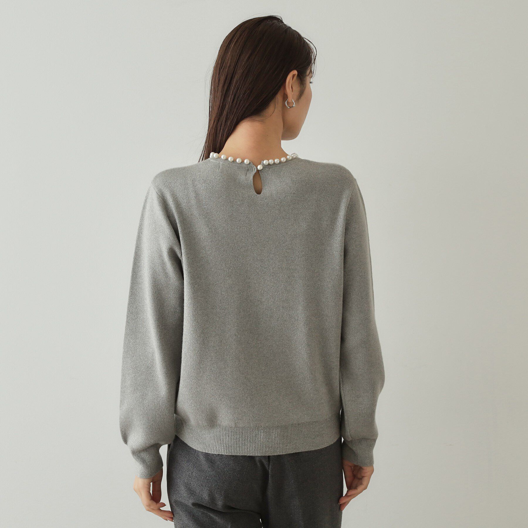 OPAQUE.CLIP「《美人百花掲載》パール調付きラメニット【洗濯機洗い可】」|ニット・セーター|