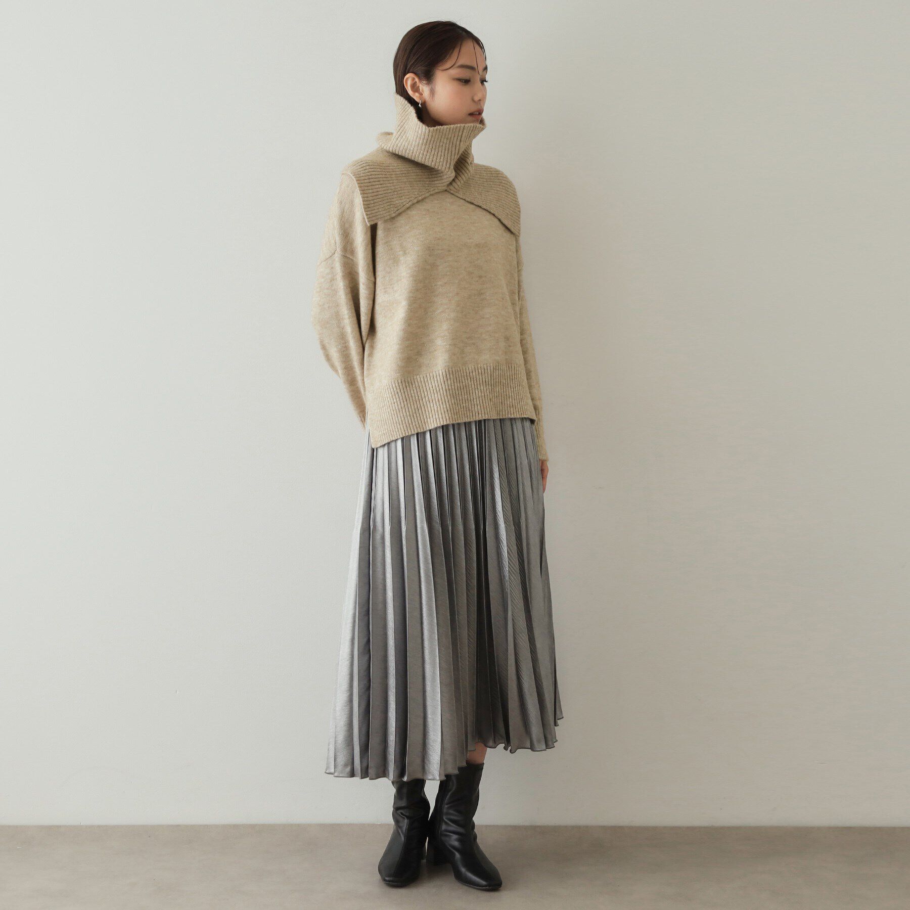 OPAQUE.CLIP「2WAYネックウォーマー付ニット【洗濯機洗い可】」|ニット・セーター|