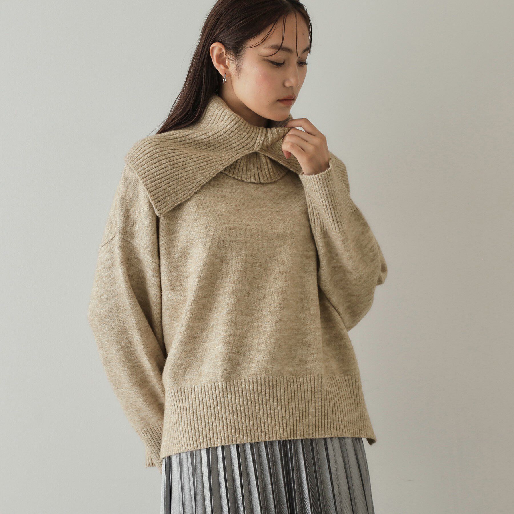 OPAQUE.CLIP「2WAYネックウォーマー付ニット【洗濯機洗い可】」|ニット・セーター|