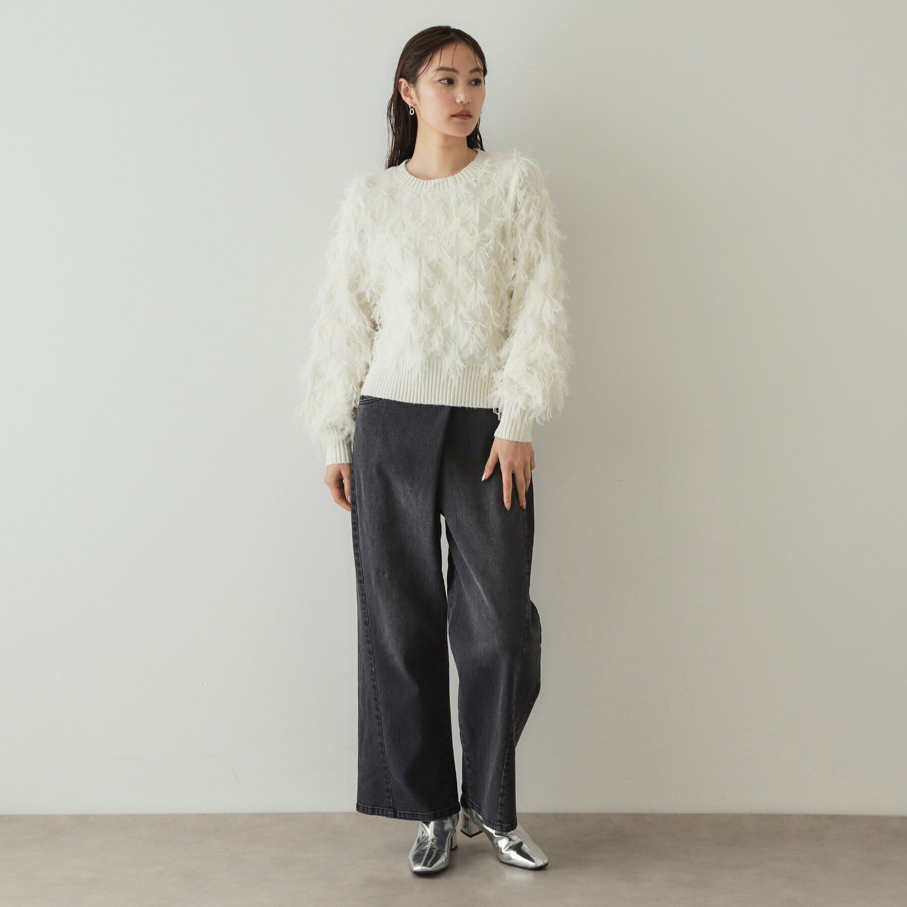 OPAQUE.CLIP「チュールテープヤーンニット【洗濯機洗い可】」|ニット・セーター|