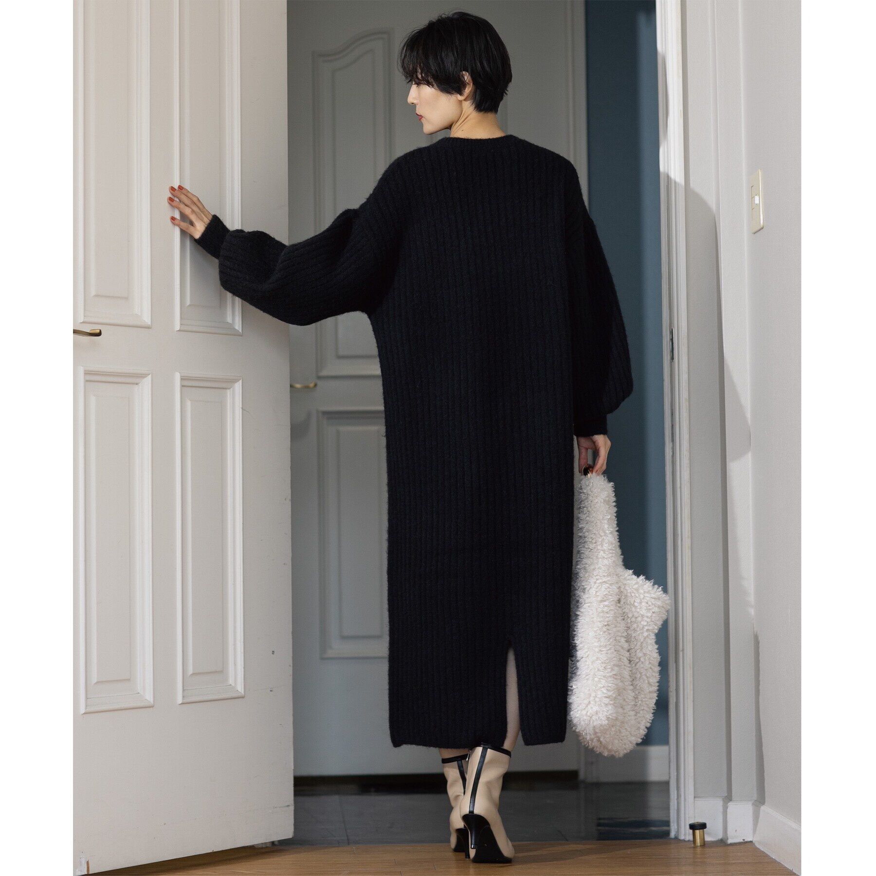 OPAQUE.CLIP「ワイドリブニットワンピース【洗濯機洗い可】」|ワンピース|