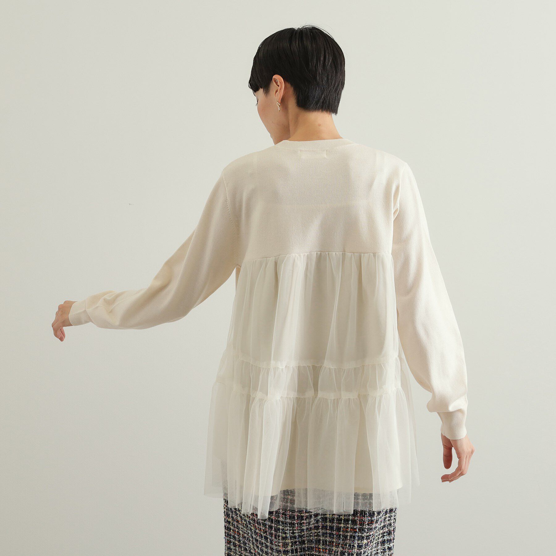 OPAQUE.CLIP「チュールドッキングティアードニット【洗濯機洗い可】」|ニット・セーター|