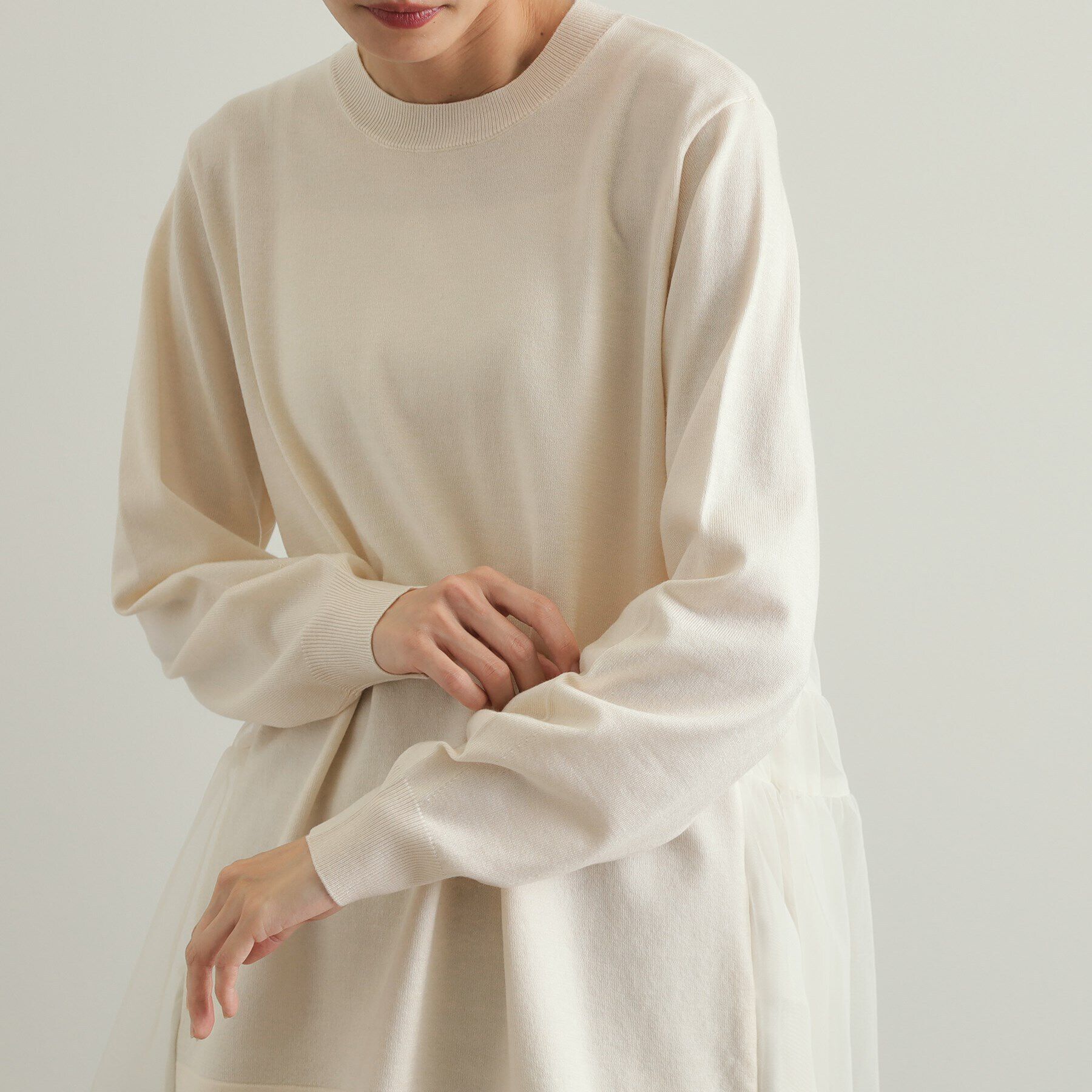 OPAQUE.CLIP「チュールドッキングティアードニット【洗濯機洗い可】」|ニット・セーター|