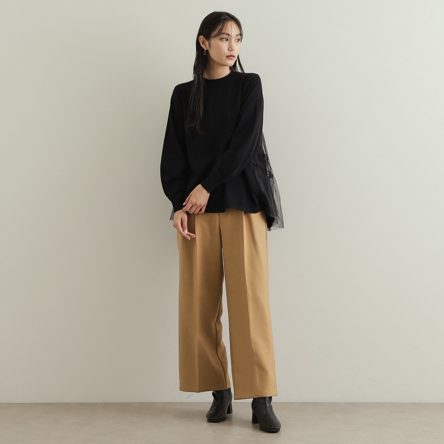 OPAQUE.CLIP「チュールドッキングティアードニット【洗濯機洗い可】」|ニット・セーター|