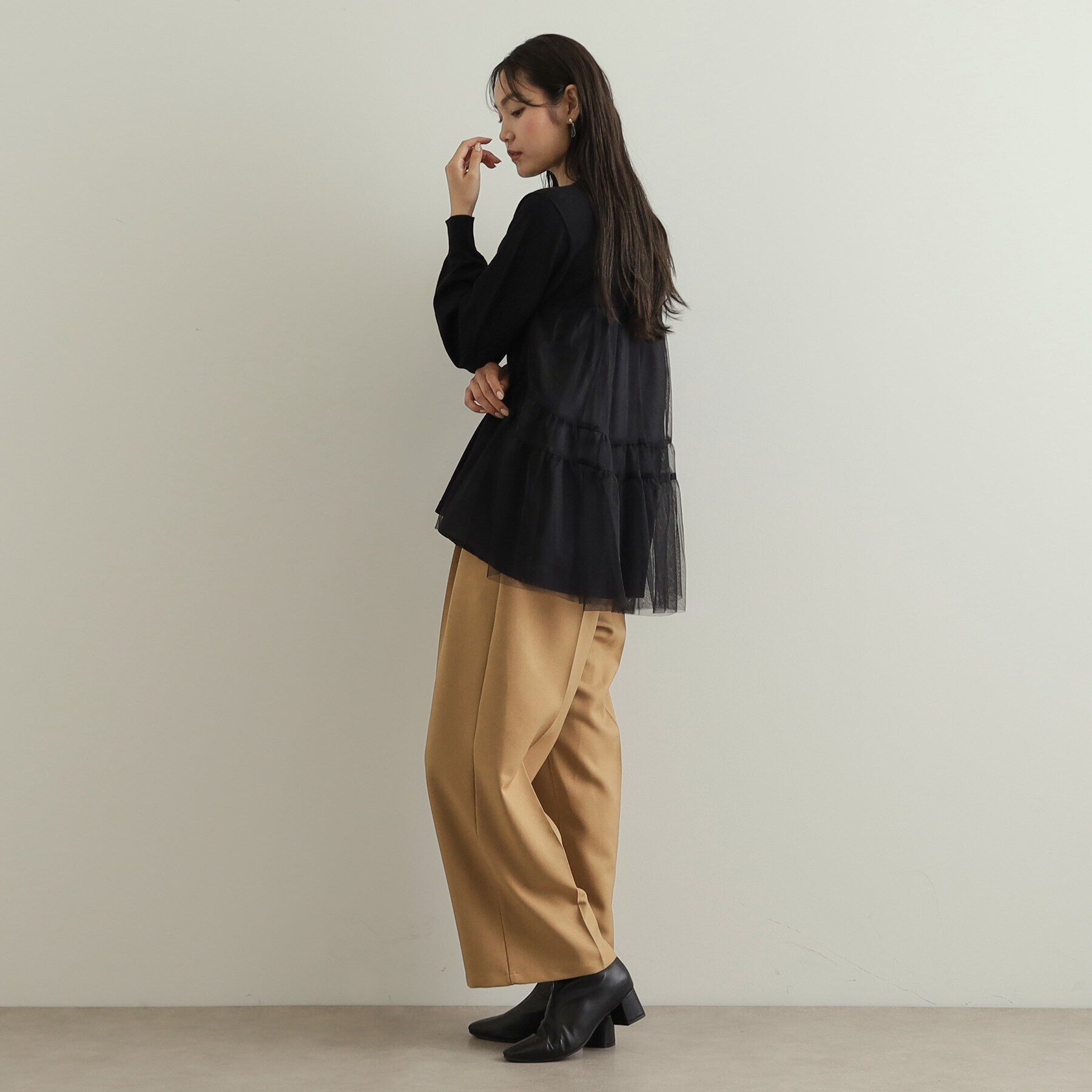 OPAQUE.CLIP「チュールドッキングティアードニット【洗濯機洗い可】」|ニット・セーター|