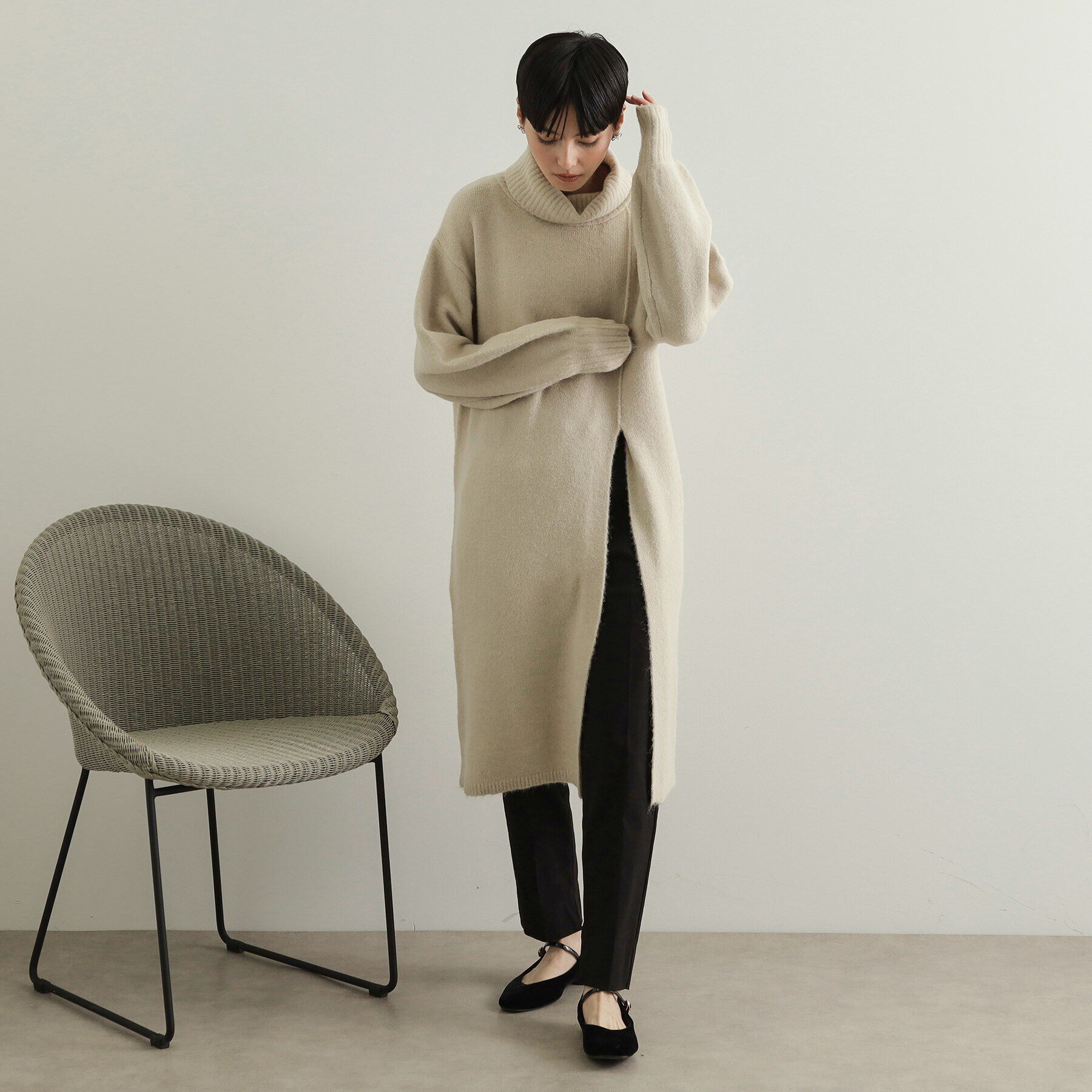 OPAQUE.CLIP「タートルスリットチュニックニット【洗濯機洗い可】」|ニット・セーター|