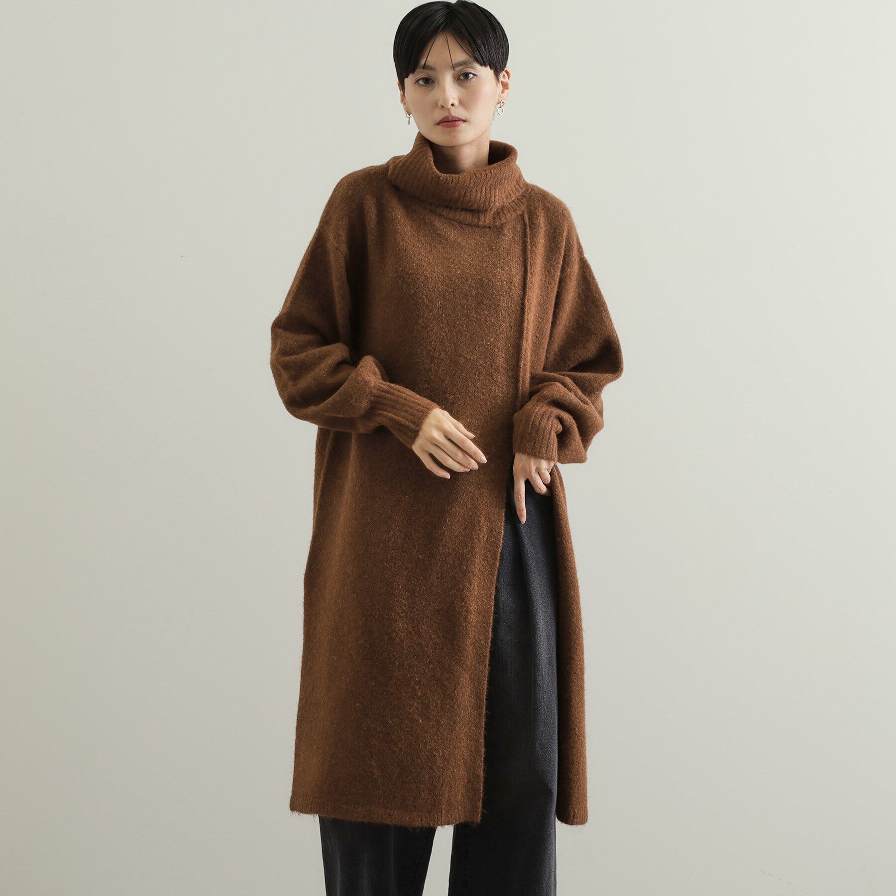 OPAQUE.CLIP「タートルスリットチュニックニット【洗濯機洗い可】」|ニット・セーター|