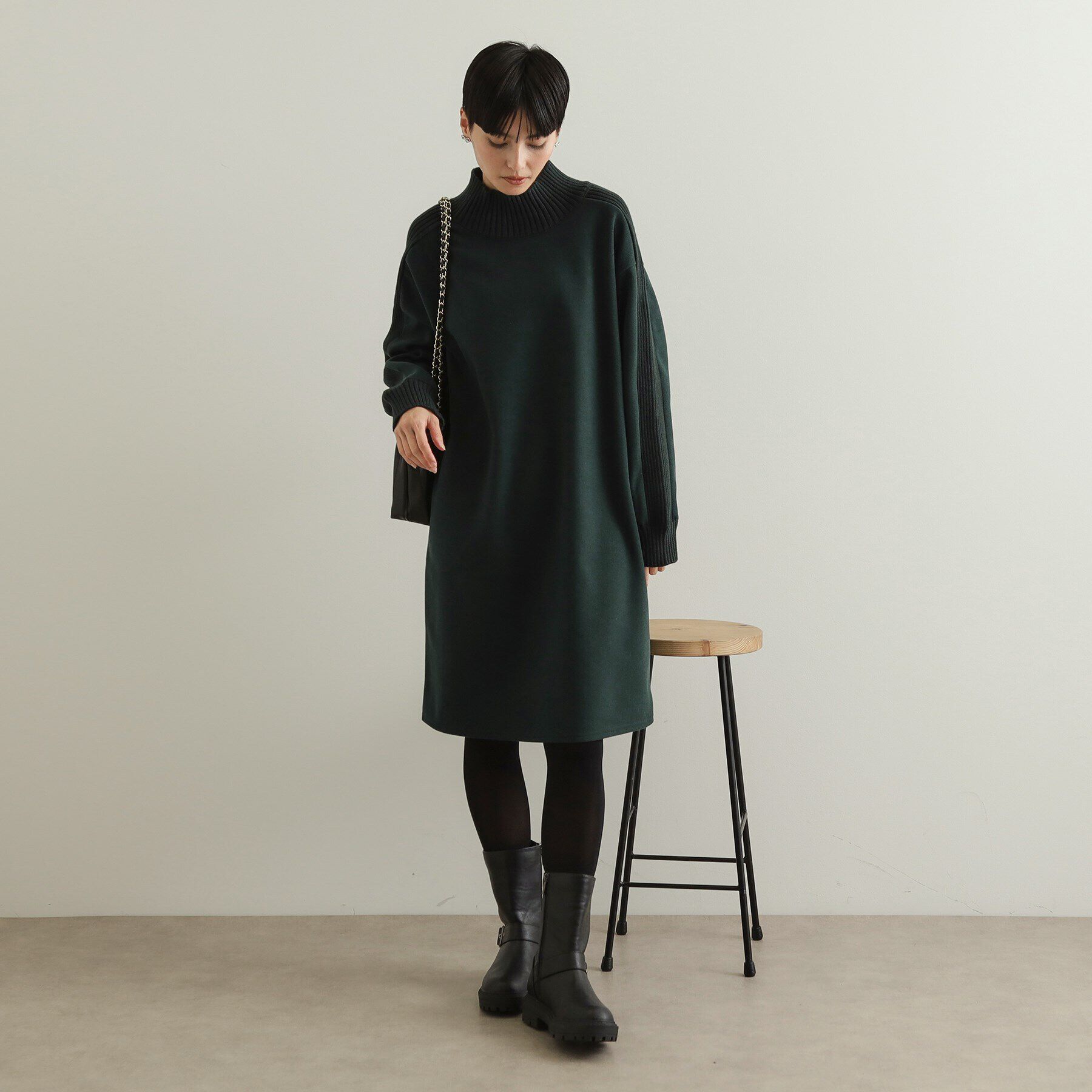 OPAQUE.CLIP「ウールライクメルトンミディワンピース【洗濯機洗い可】」|ワンピース|