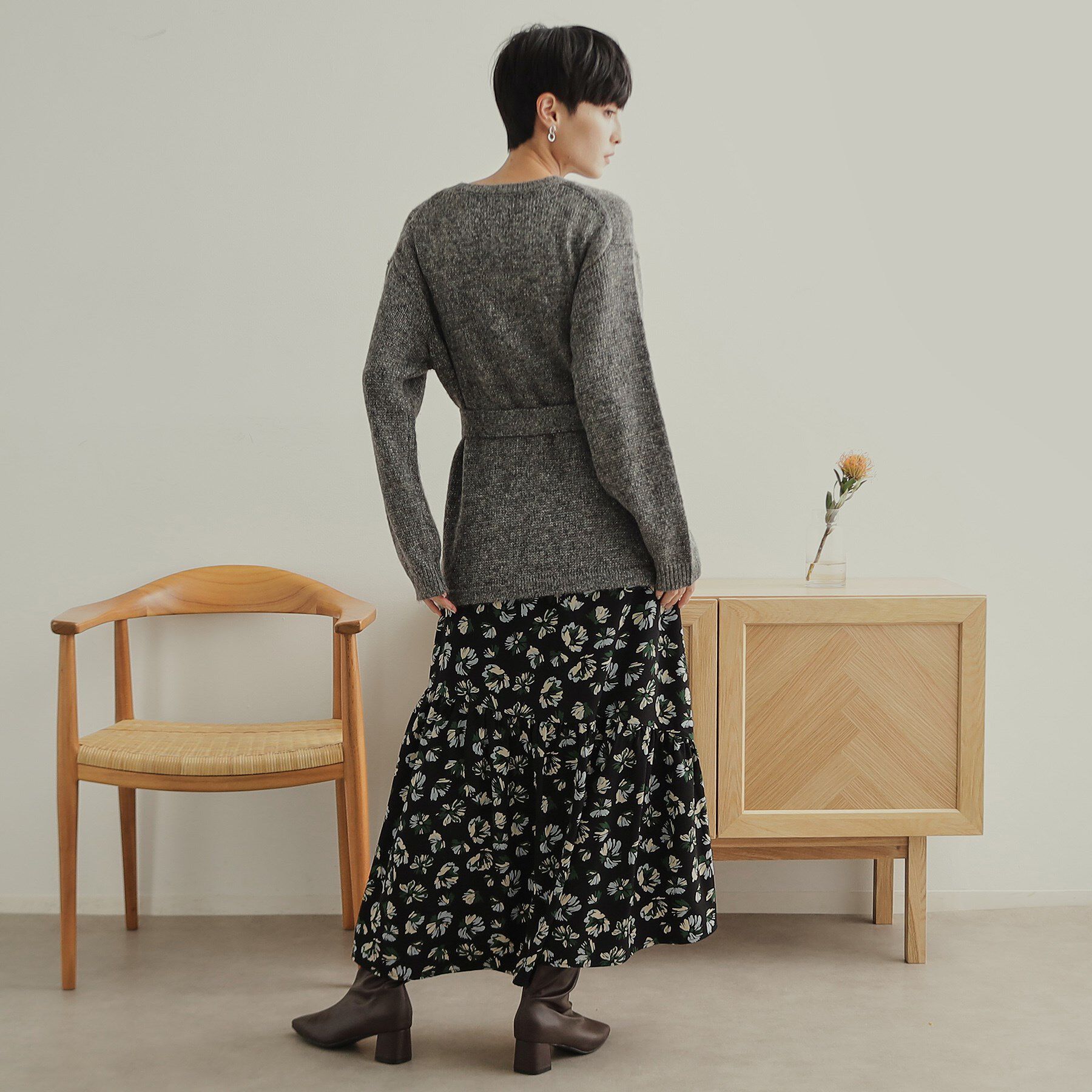 OPAQUE.CLIP「ウエストベルト付きヘアリーラメニット【洗濯機洗い可】」|ニット・セーター|